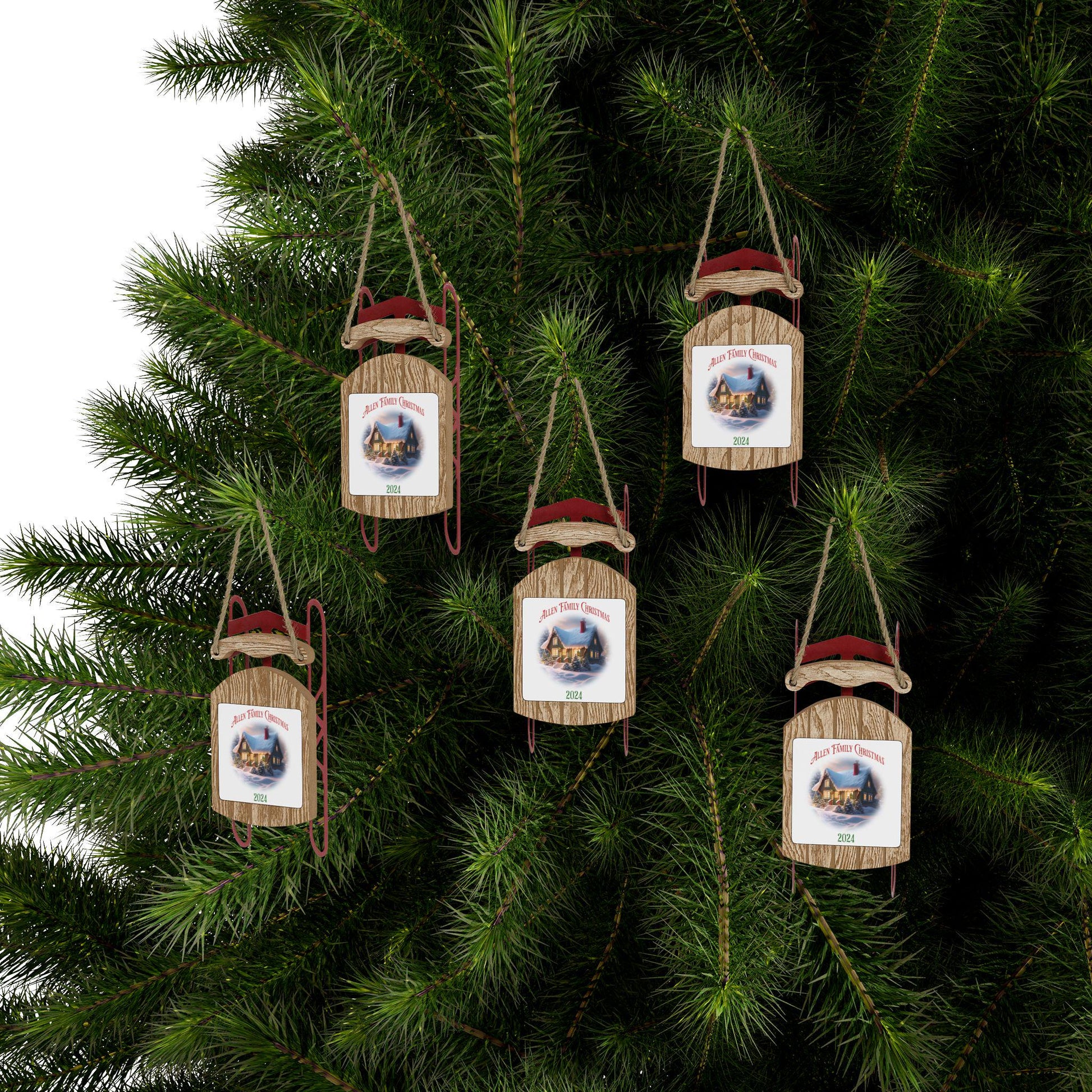 Personalized Wooden Sled Christmas Ornament