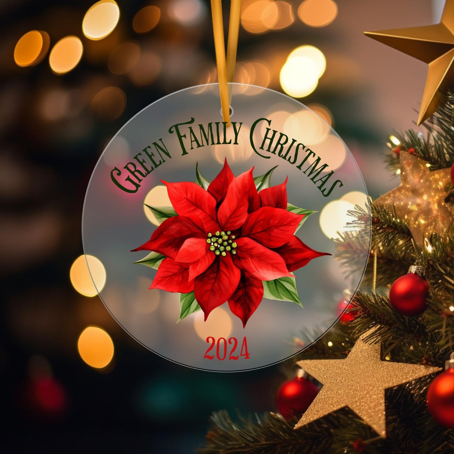 Personalized Poinsettia Acrylic Ornament