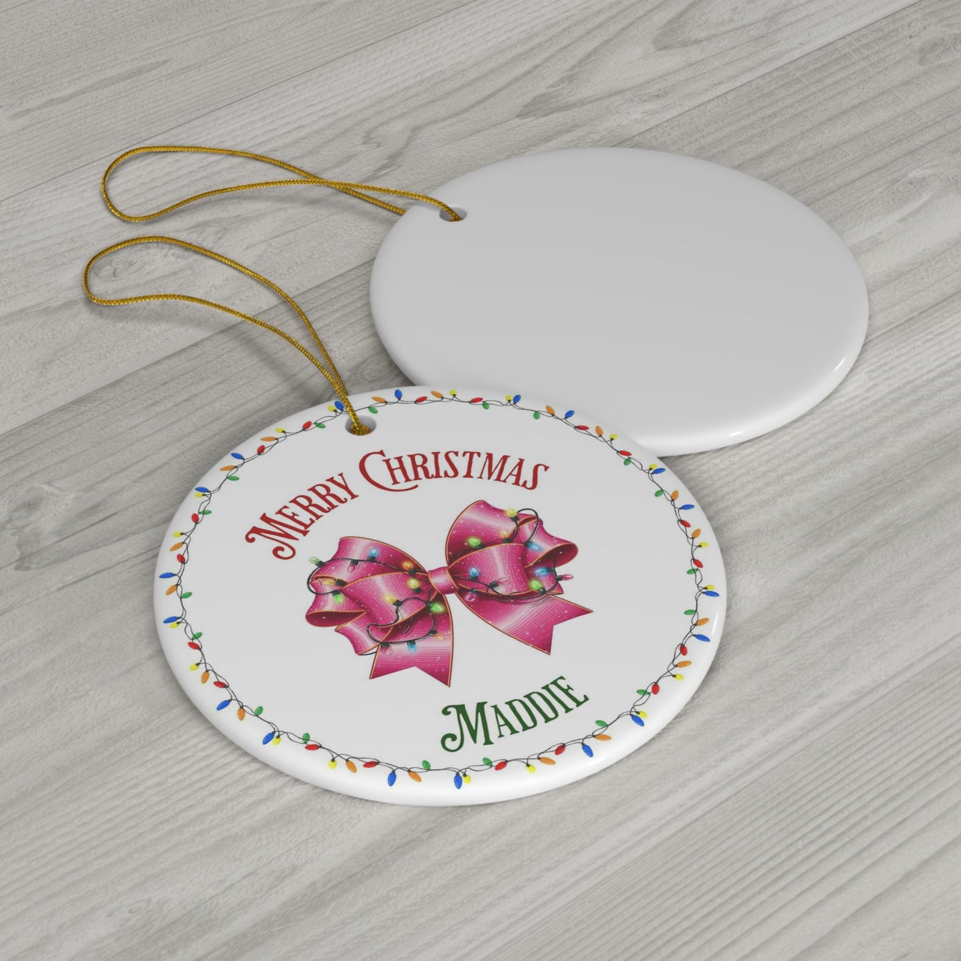 Personalized Coquette Bow Christmas Ornament