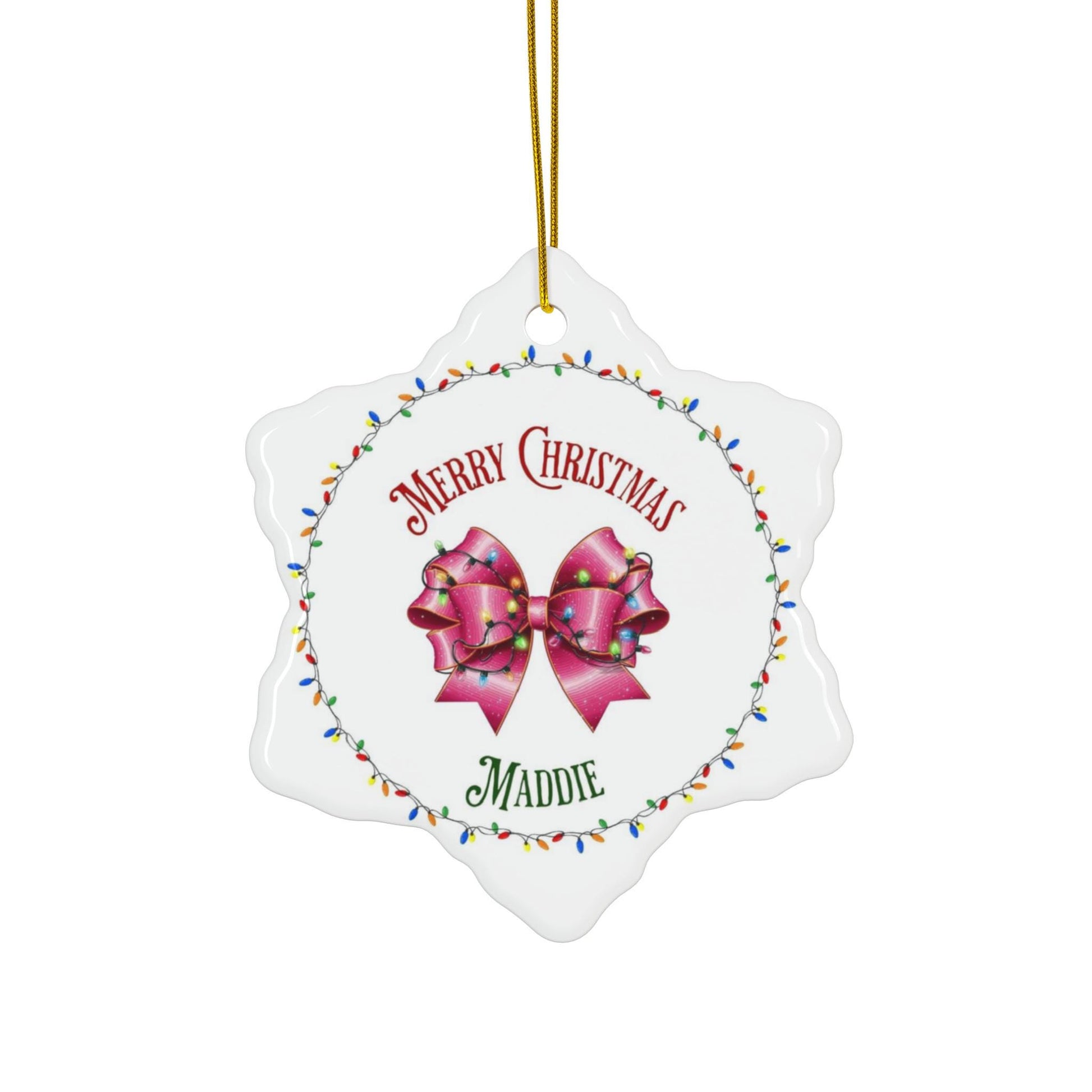 Personalized Coquette Bow Christmas Ornament