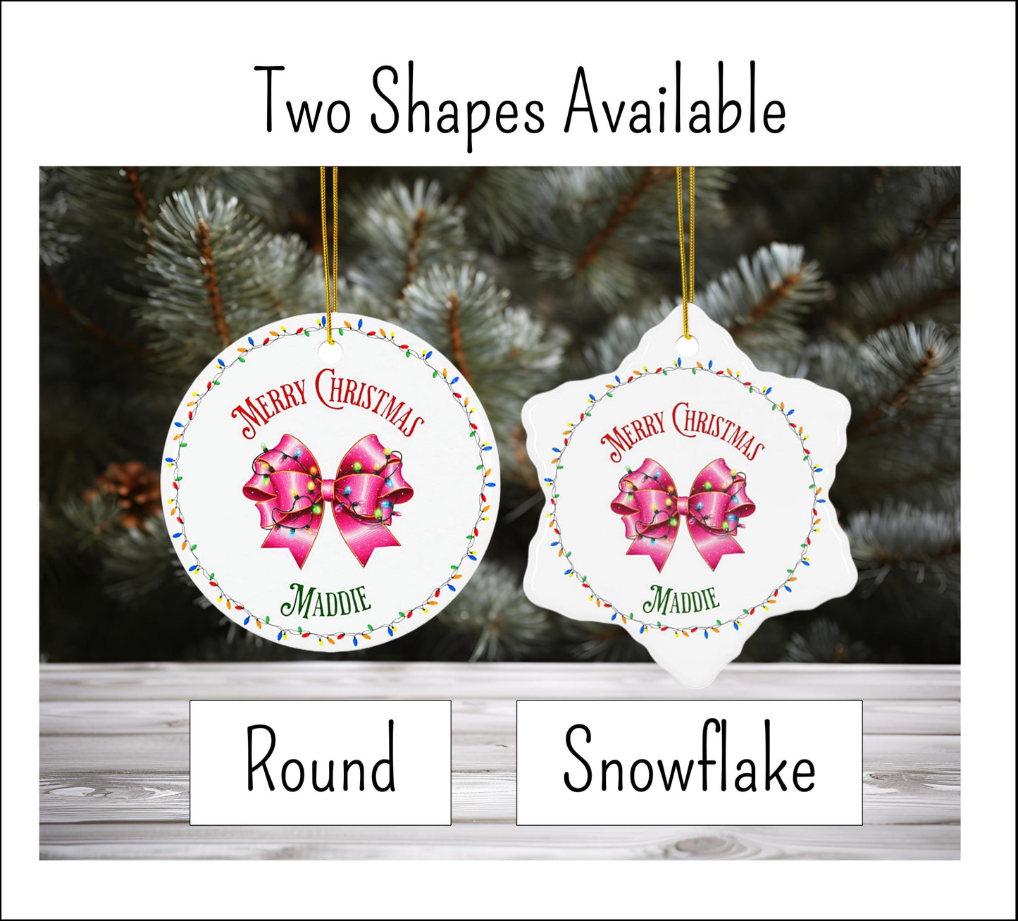 Personalized Coquette Bow Christmas Ornament