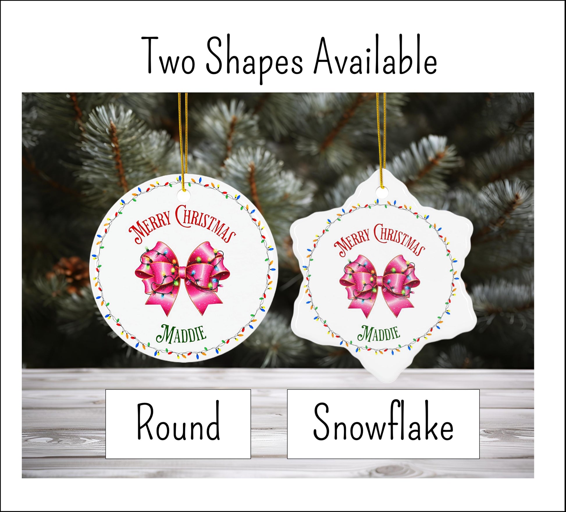 Personalized Coquette Bow Christmas Ornament