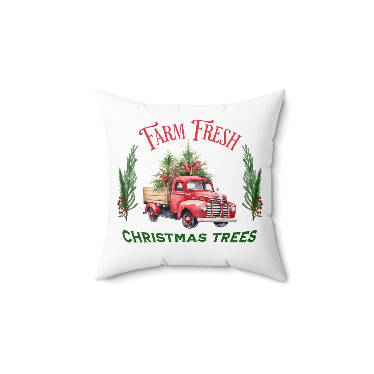 Christmas Farm Fresh Trees Pillow, Holiday Decor, Vintage Cushion Case, Festive Home Accent, Xmas Throw Pillow Cover
