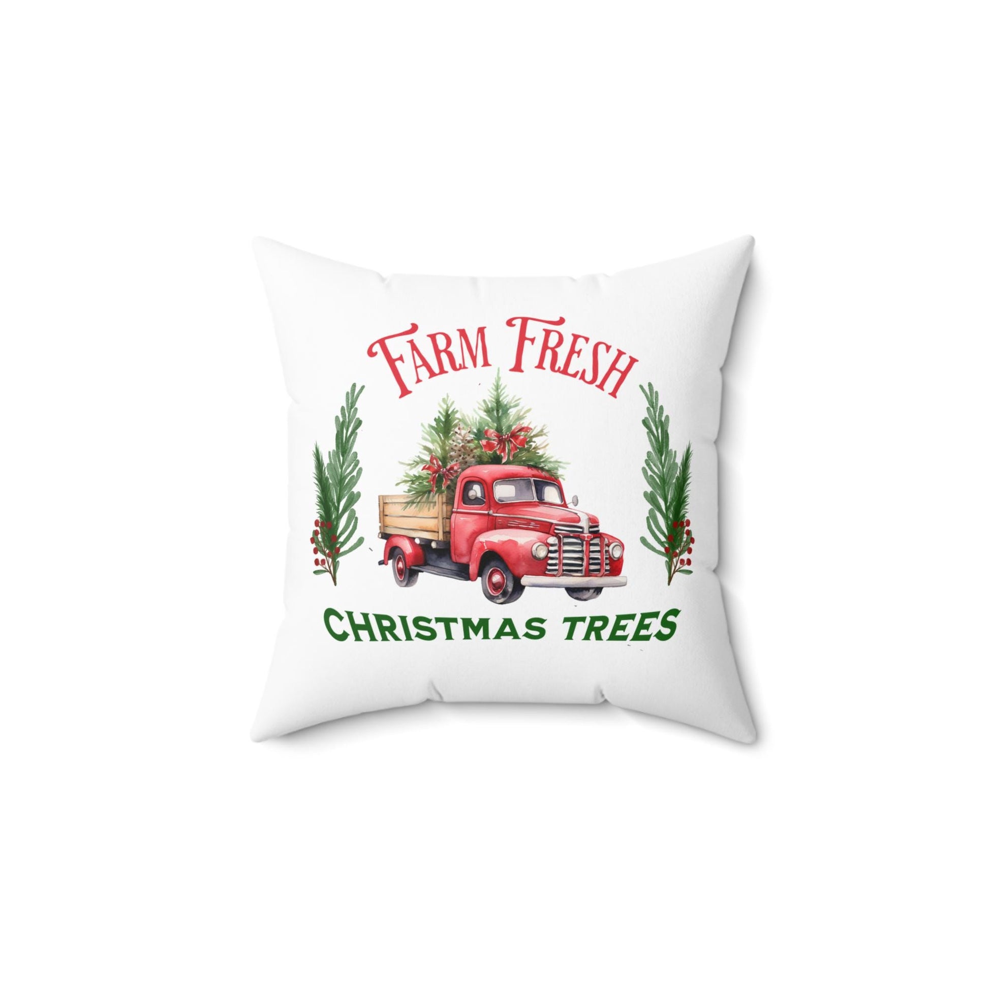 Christmas Farm Fresh Trees Pillow, Holiday Decor, Vintage Cushion Case, Festive Home Accent, Xmas Throw Pillow Cover
