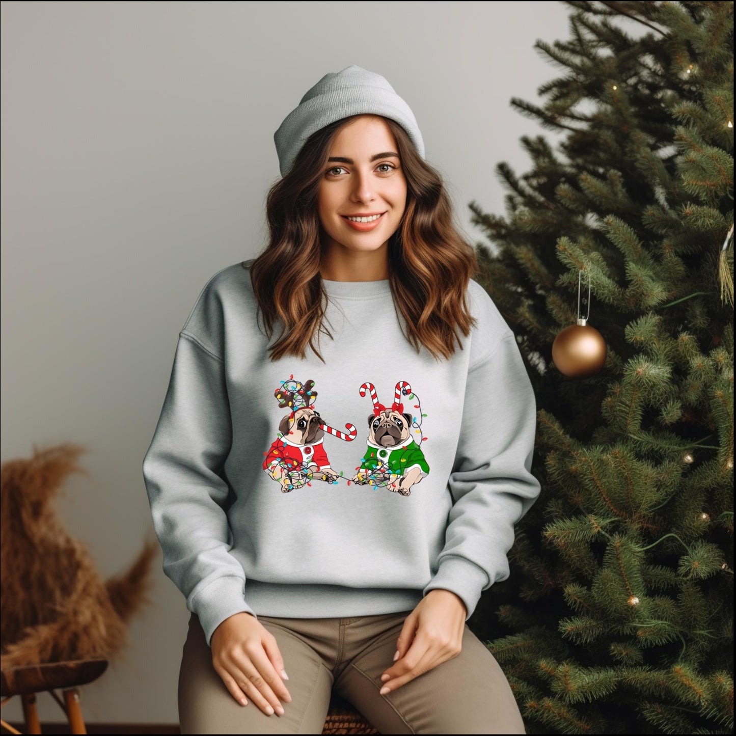 Christmas Pug Crewneck Sweatshirt - Funny Dog Sweatshirt