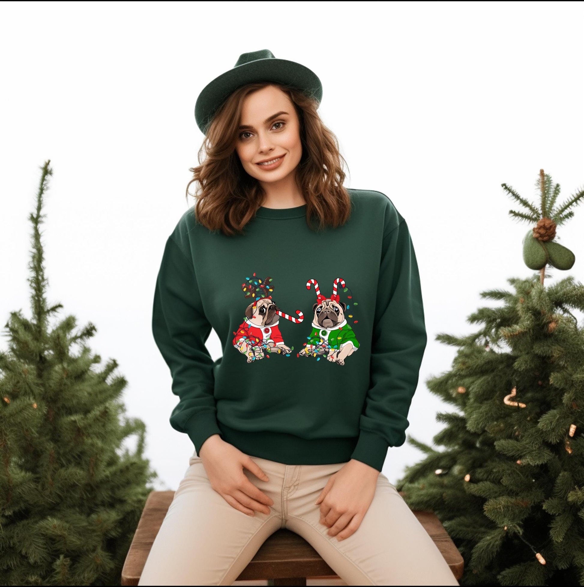 Christmas Pug Crewneck Sweatshirt - Funny Dog Sweatshirt