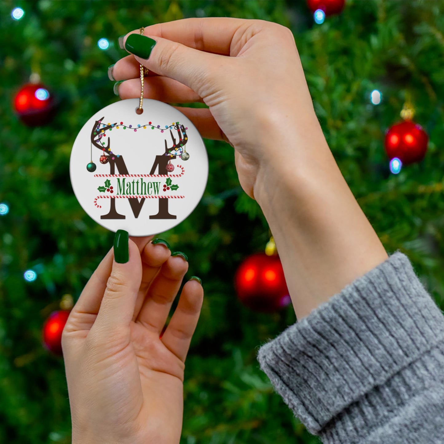 Personalized Reindeer Christmas Ornament