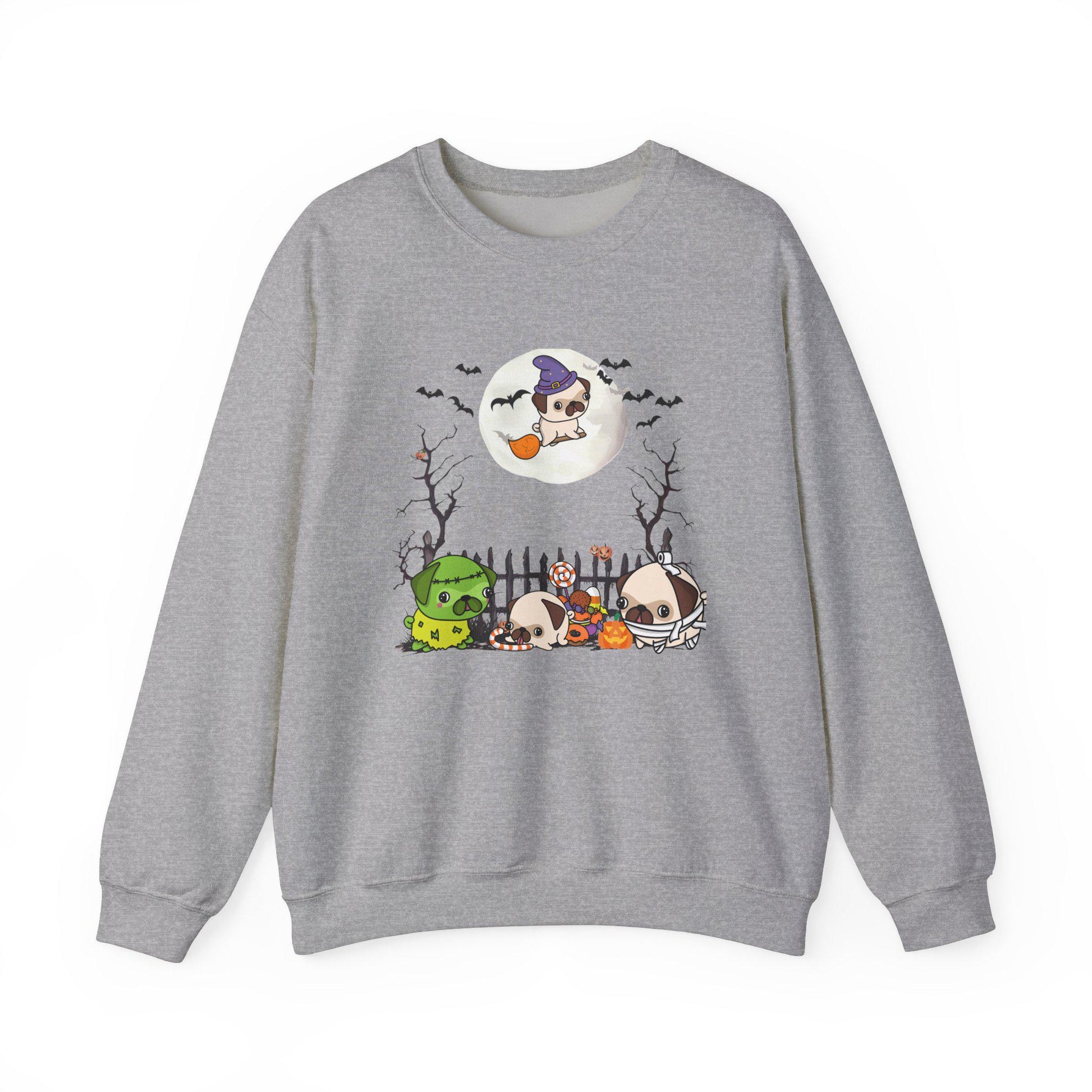 Pug Halloween Sweatshirt, Unisex Crewneck Jumper, Dog Lover Gift, Halloween Costume Shirt, Cozy Fall Sweater