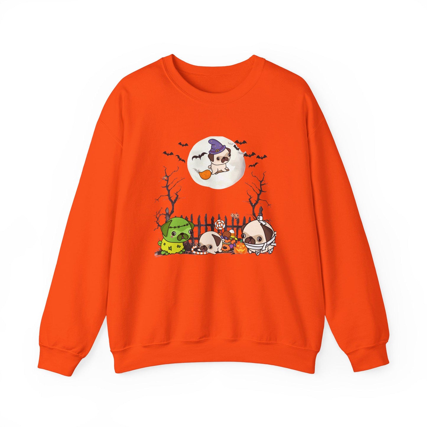 Pug Halloween Sweatshirt, Unisex Crewneck Jumper, Dog Lover Gift, Halloween Costume Shirt, Cozy Fall Sweater