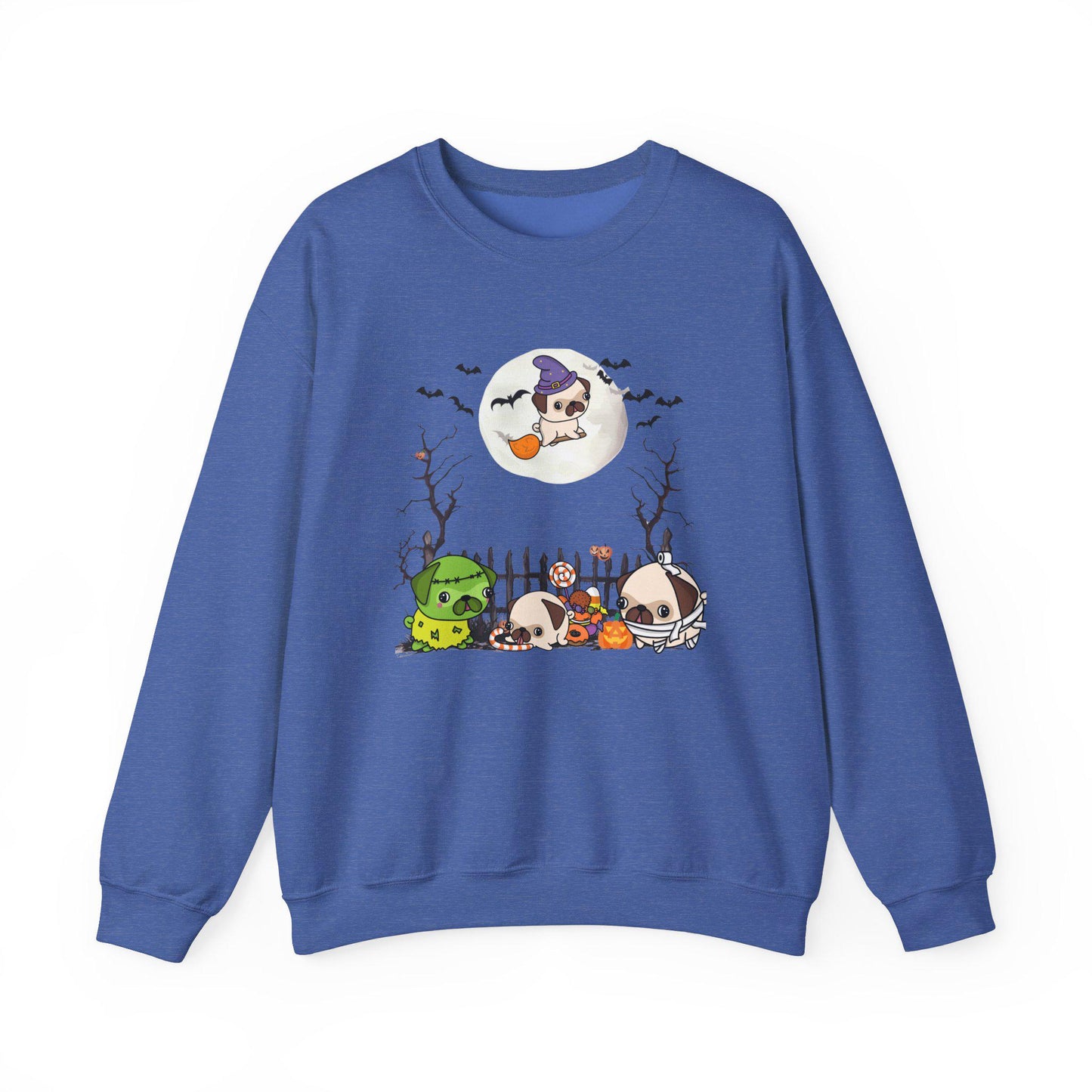 Pug Halloween Sweatshirt, Unisex Crewneck Jumper, Dog Lover Gift, Halloween Costume Shirt, Cozy Fall Sweater