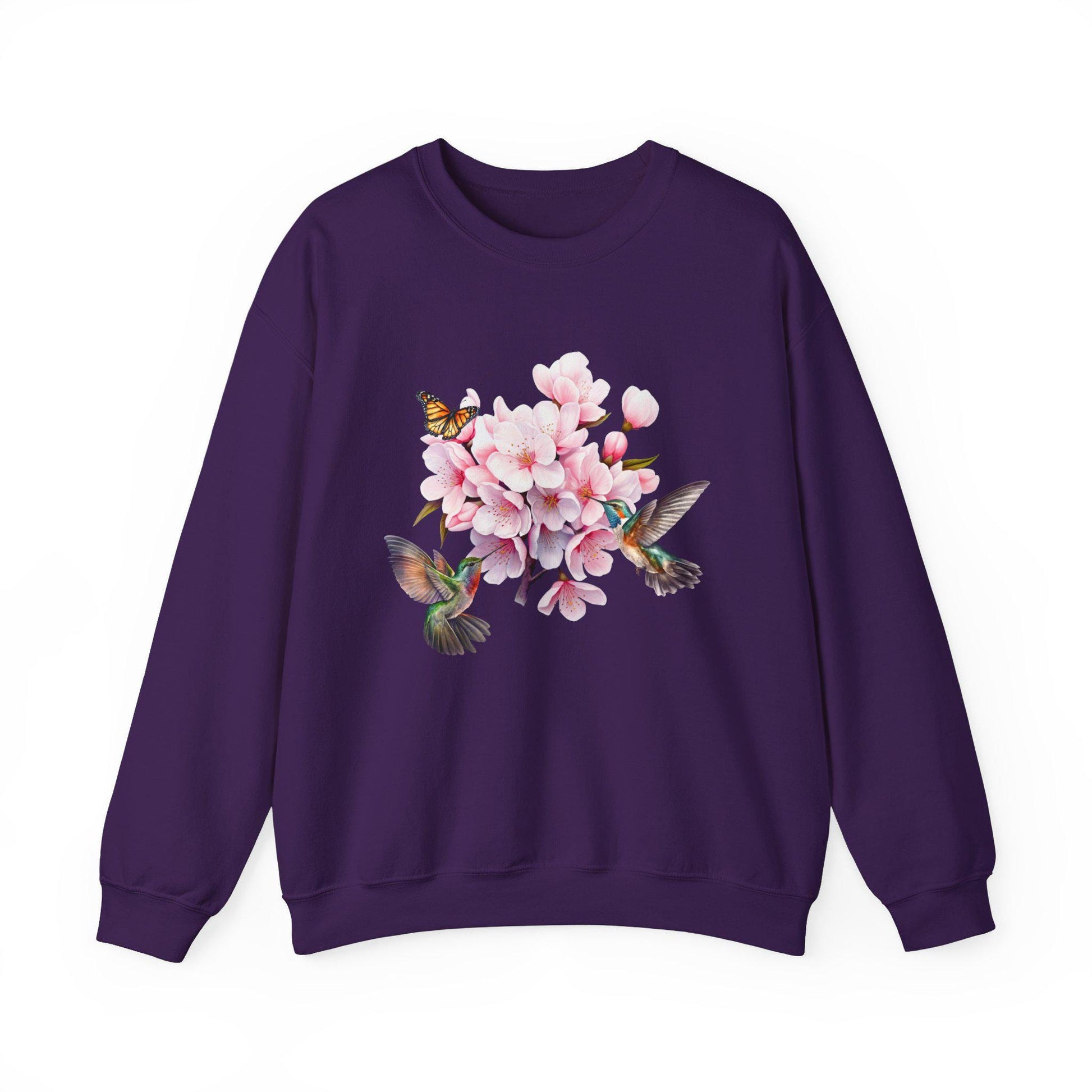 Cherry Blossom, Hummingbird, and Butterfly Watercolor Sweatshirt