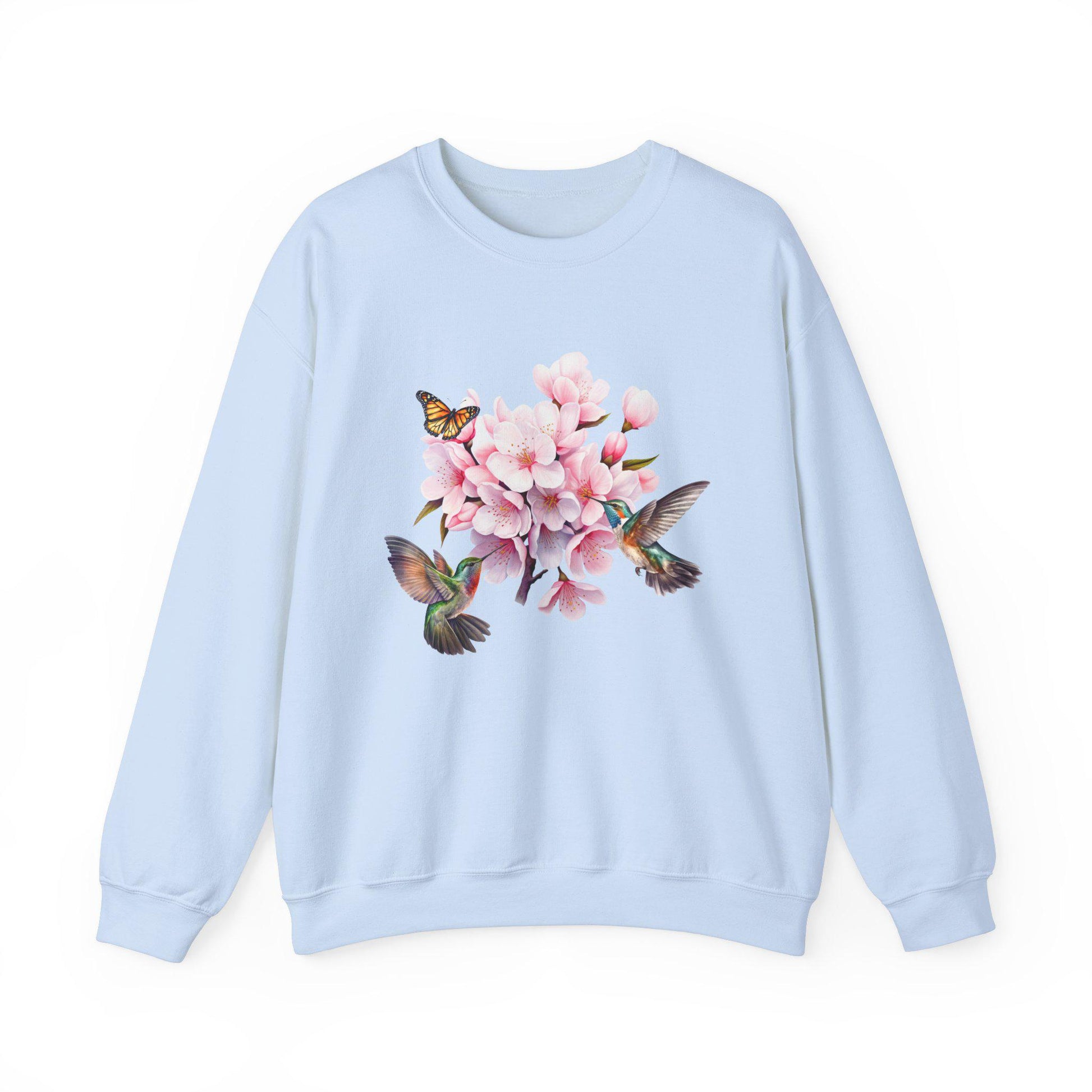 Cherry Blossom, Hummingbird, and Butterfly Watercolor Sweatshirt