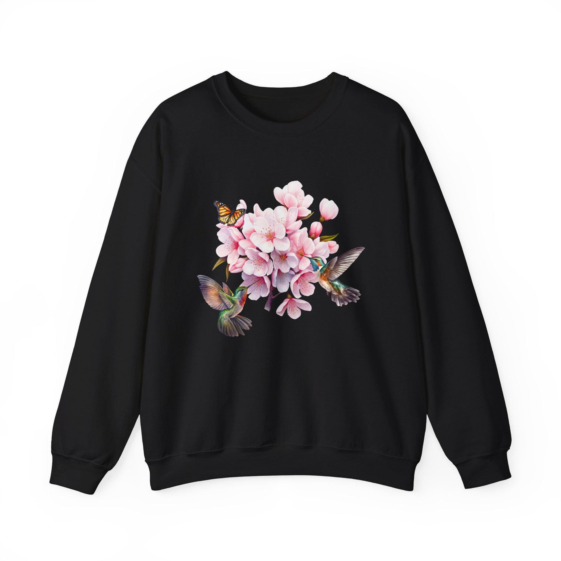 Cherry Blossom, Hummingbird, and Butterfly Watercolor Sweatshirt