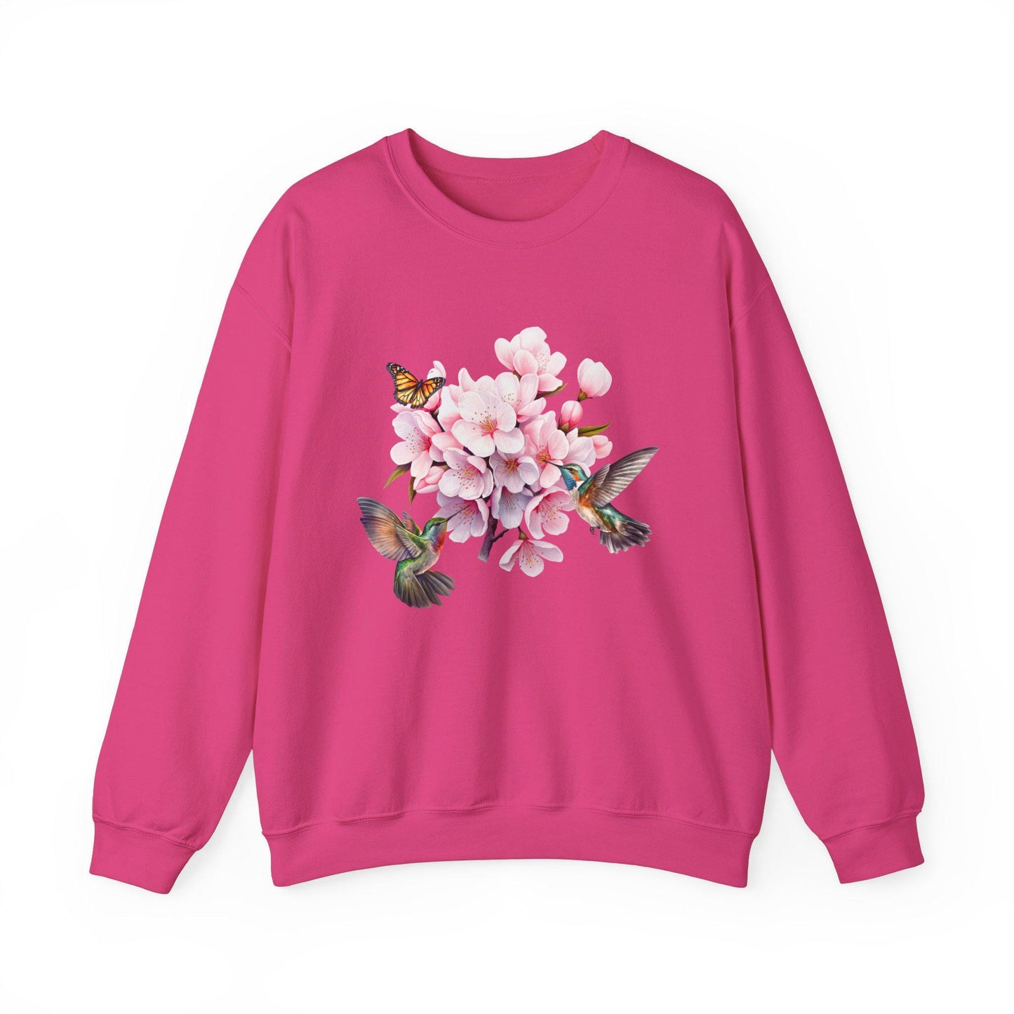 Cherry Blossom, Hummingbird, and Butterfly Watercolor Sweatshirt