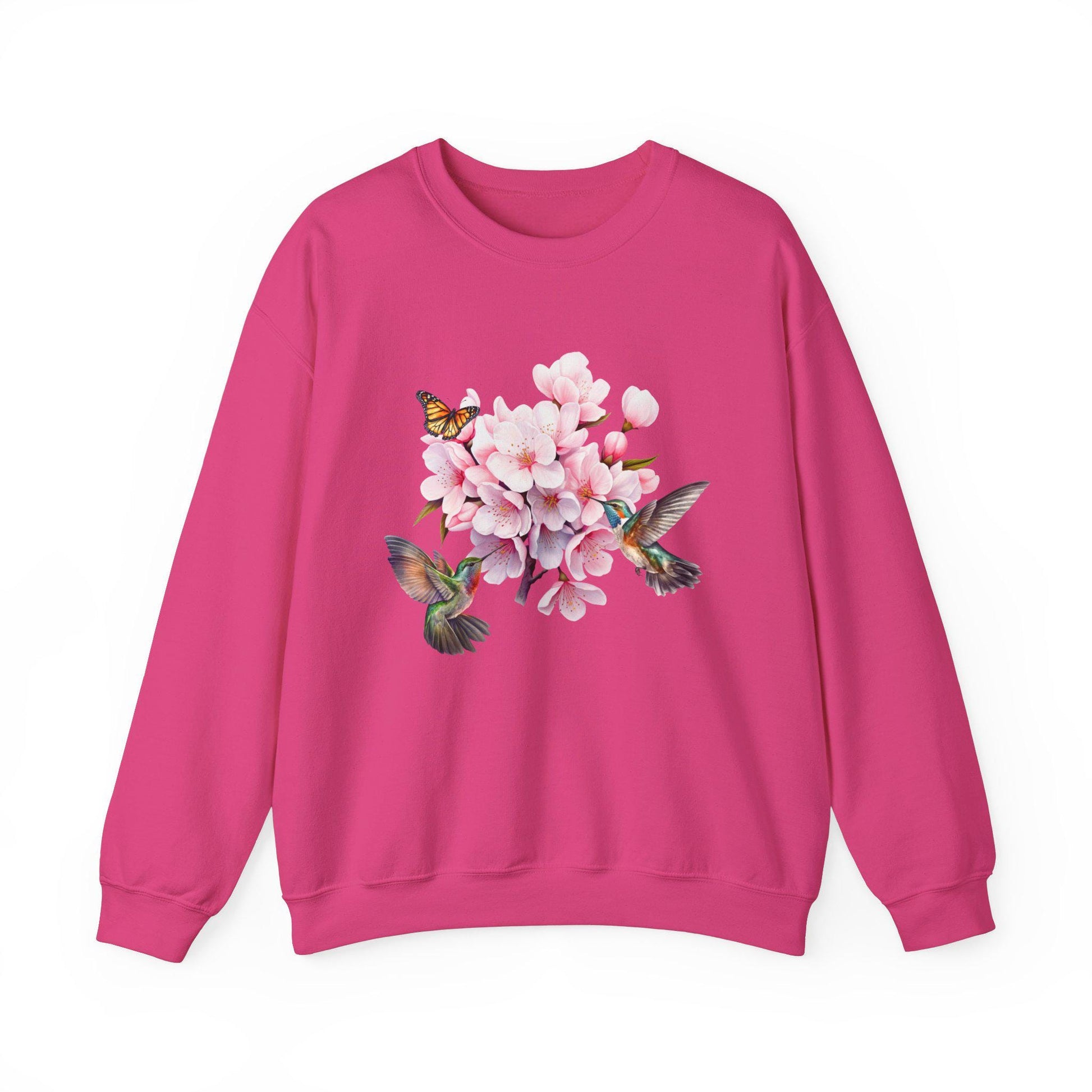 Cherry Blossom, Hummingbird, and Butterfly Watercolor Sweatshirt