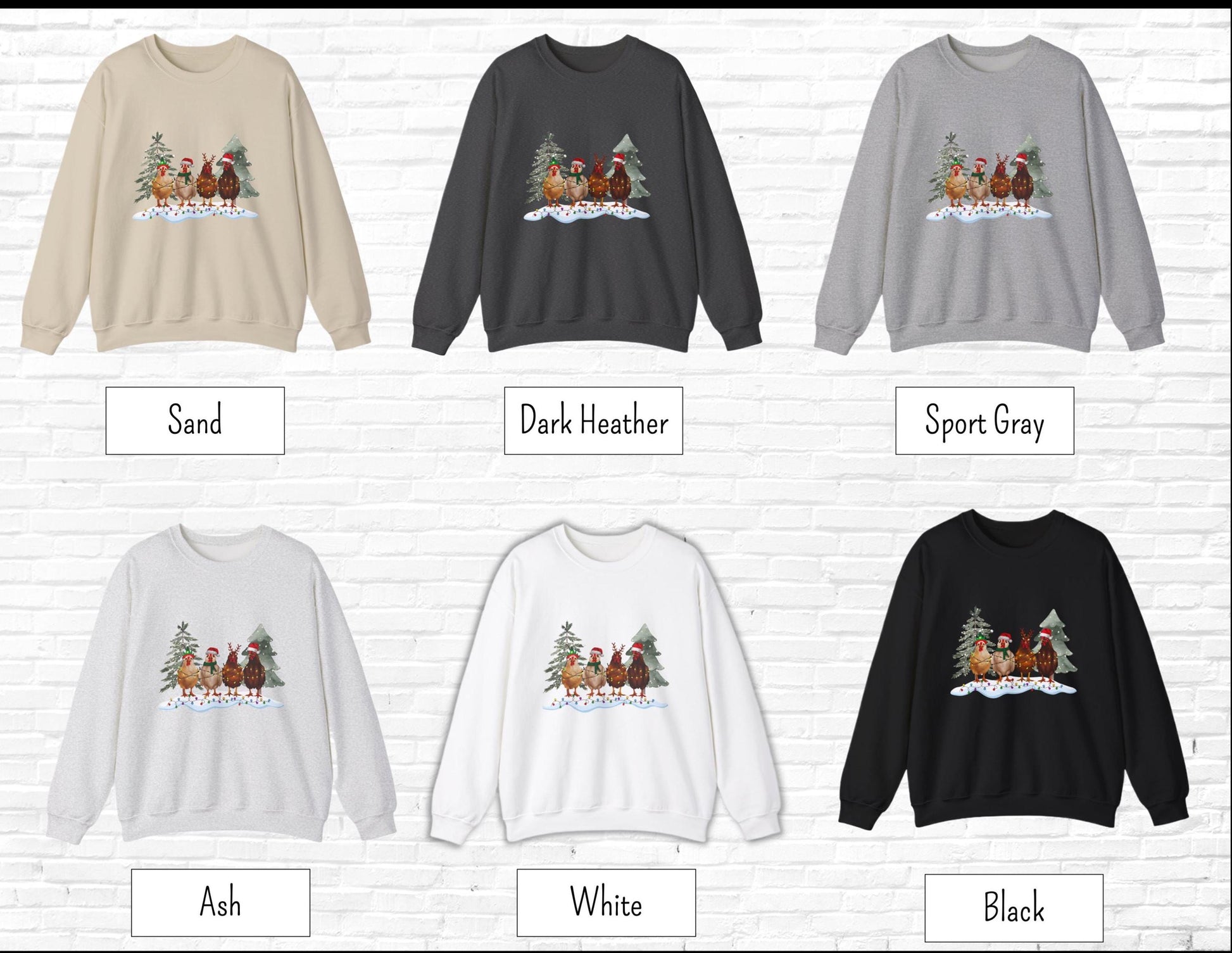 Christmas Chickens Crewneck Sweatshirt