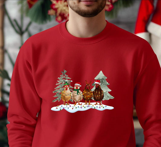 Christmas Chickens Crewneck Sweatshirt