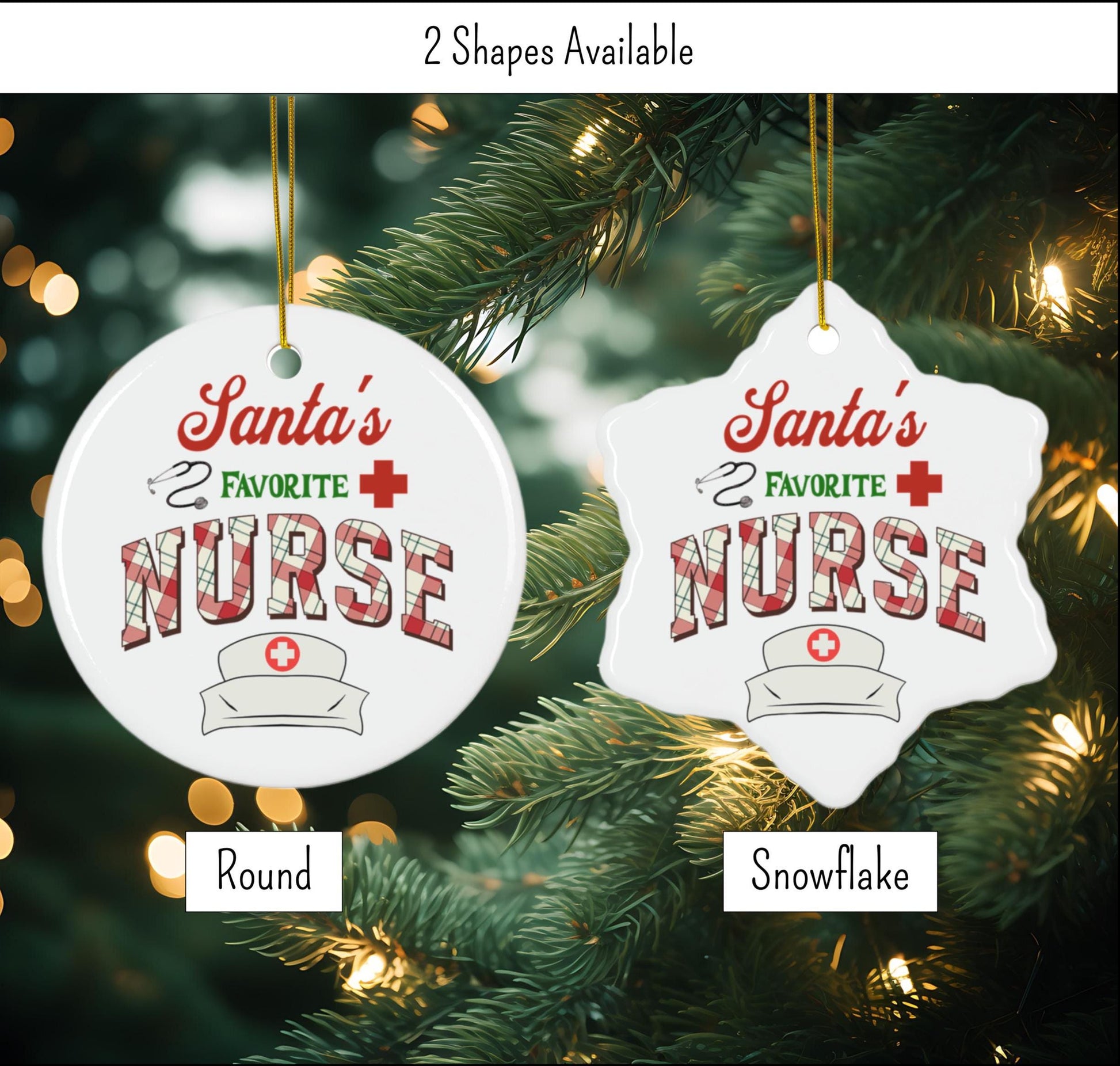 Ceramic Christmas Ornament for Nurses - "Santa's Favorite Nurse"