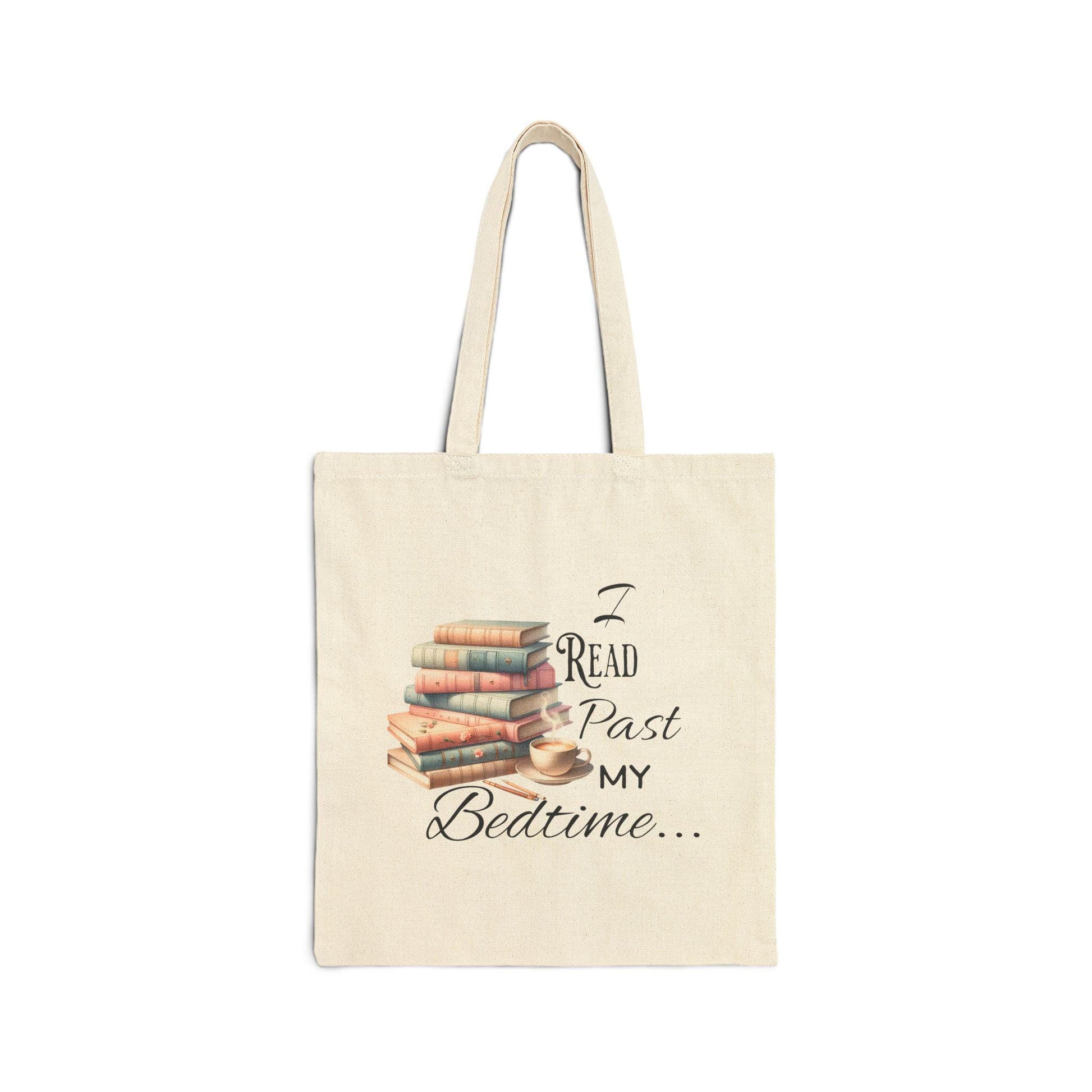Book Lover's Tote Bag, Reading Bookworm Gift, Coffee Lover Carryall, Library Accessory, Literary Quote Shopper, I Read Past my Bedtime Bag