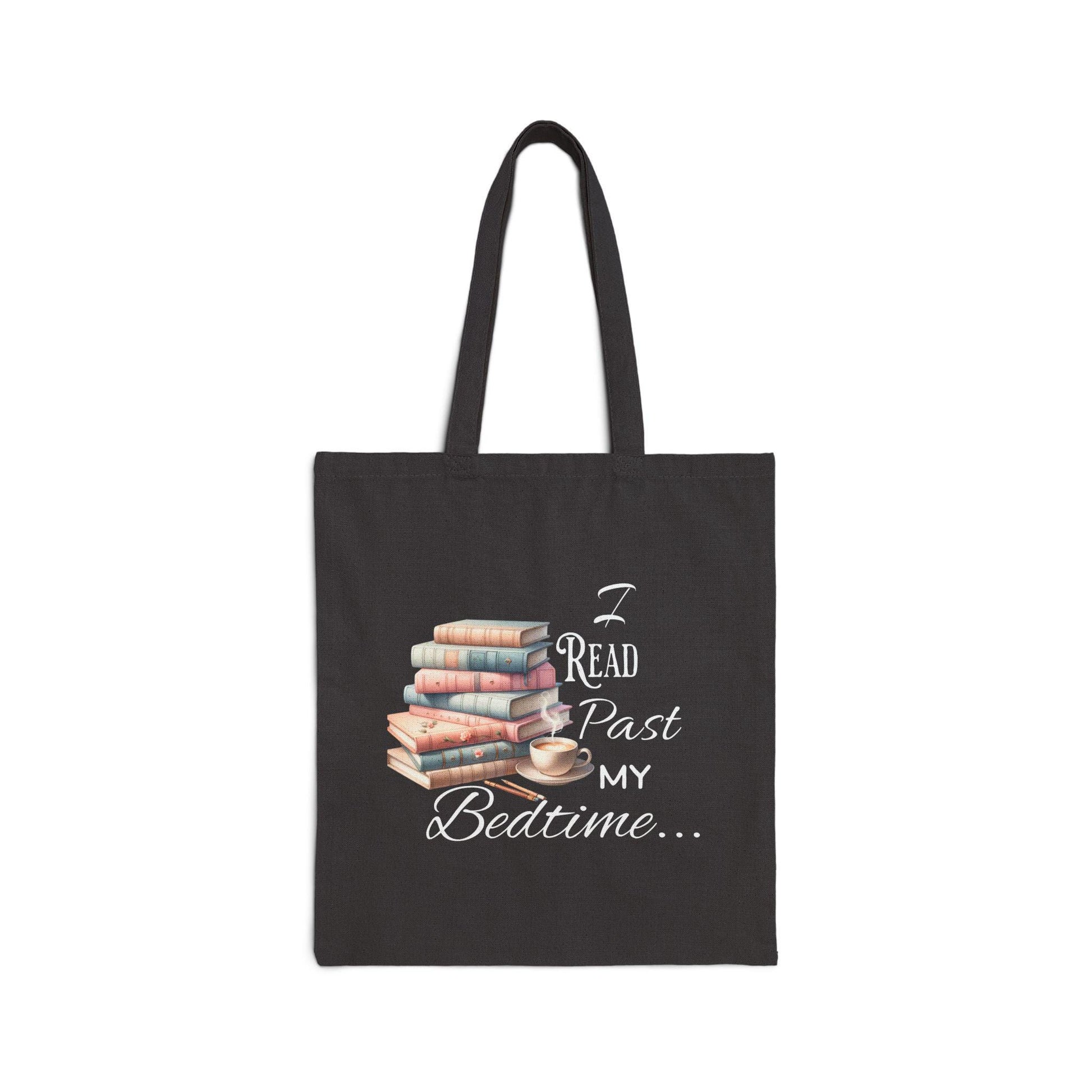 Book Lover's Tote Bag, Reading Bookworm Gift, Coffee Lover Carryall, Library Accessory, Literary Quote Shopper, I Read Past my Bedtime Bag