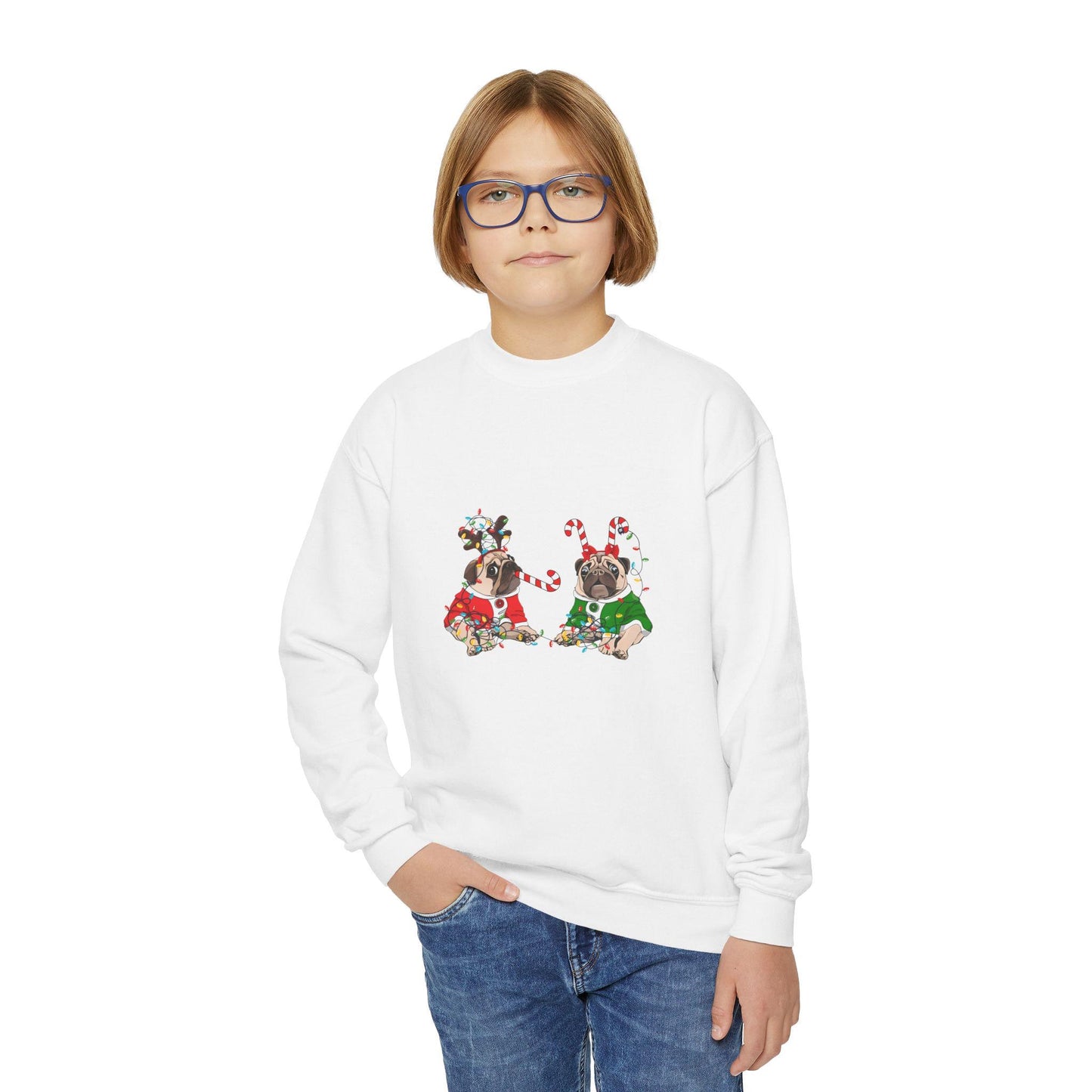 Kids' Christmas Pug Sweatshirt- Fun Dog Sweatshirt