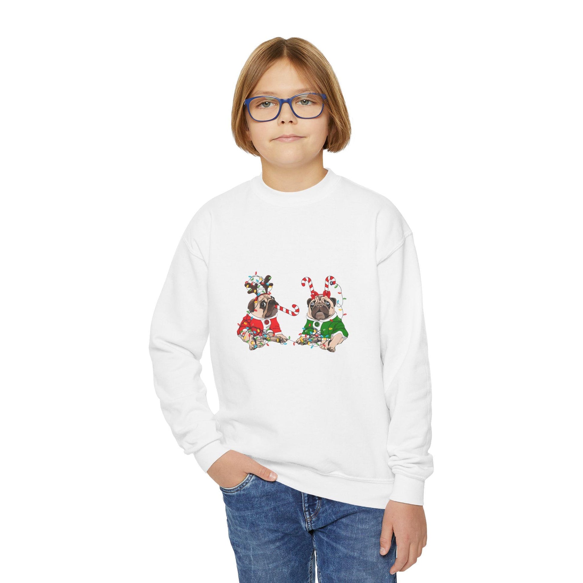 Kids' Christmas Pug Sweatshirt- Fun Dog Sweatshirt