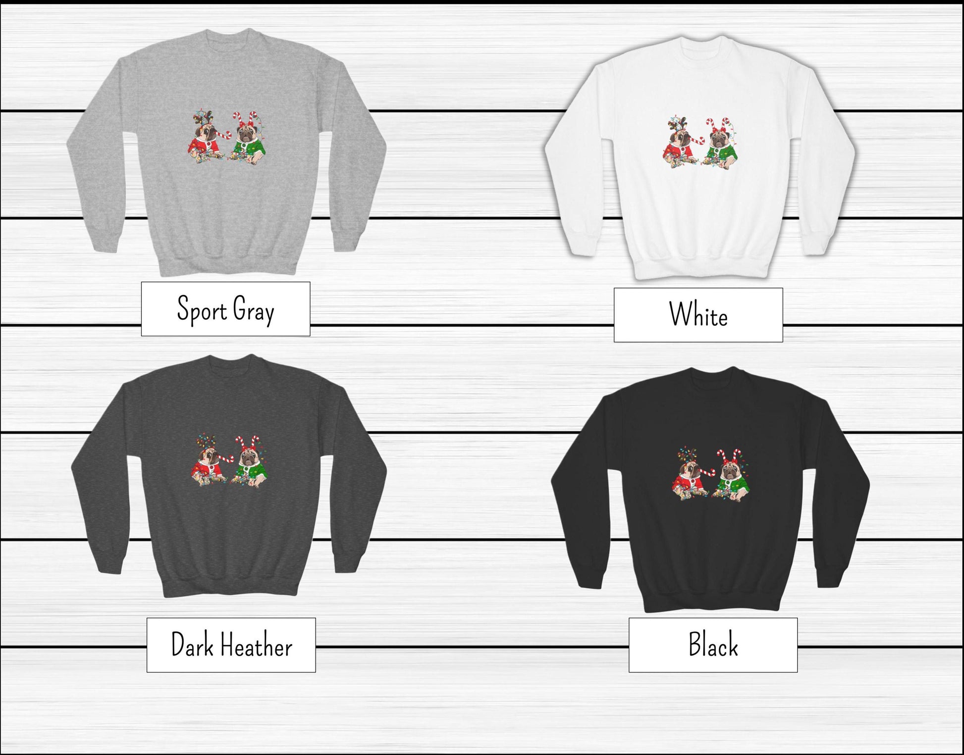 Kids' Christmas Pug Sweatshirt- Fun Dog Sweatshirt