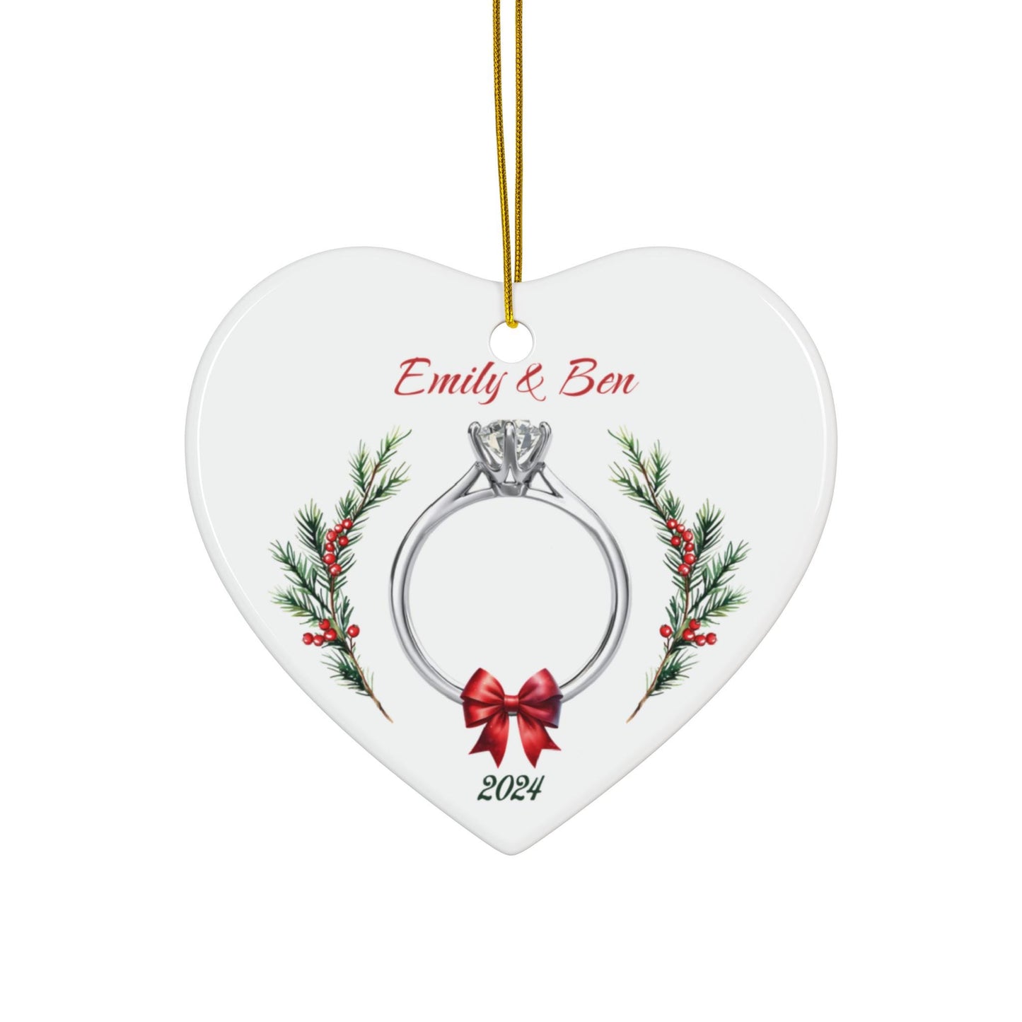 Personalized Newly Engaged Ceramic Christmas Ornament