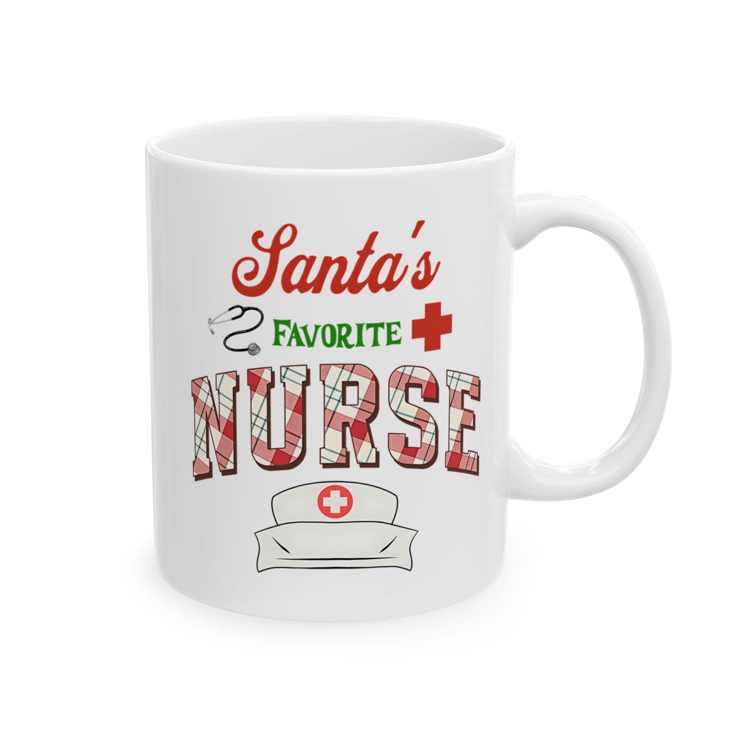 Ceramic Mug: Santa's Favorite Nurse Gift, Nurse Appreciation Coffee Cup, Holiday Gift Idea, Nurse Christmas Present, Funny Nurse Mug