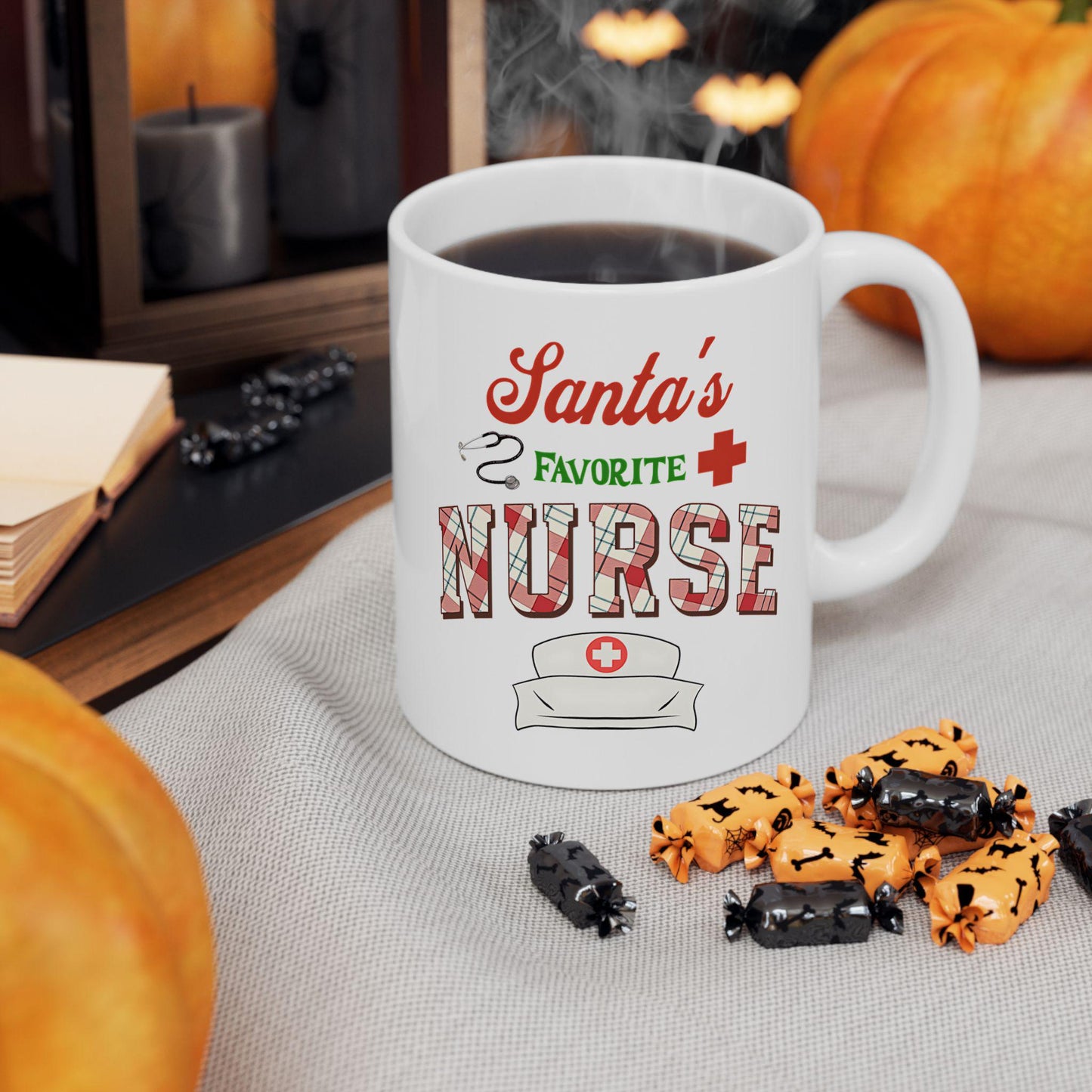 Ceramic Mug: Santa's Favorite Nurse Gift, Nurse Appreciation Coffee Cup, Holiday Gift Idea, Nurse Christmas Present, Funny Nurse Mug