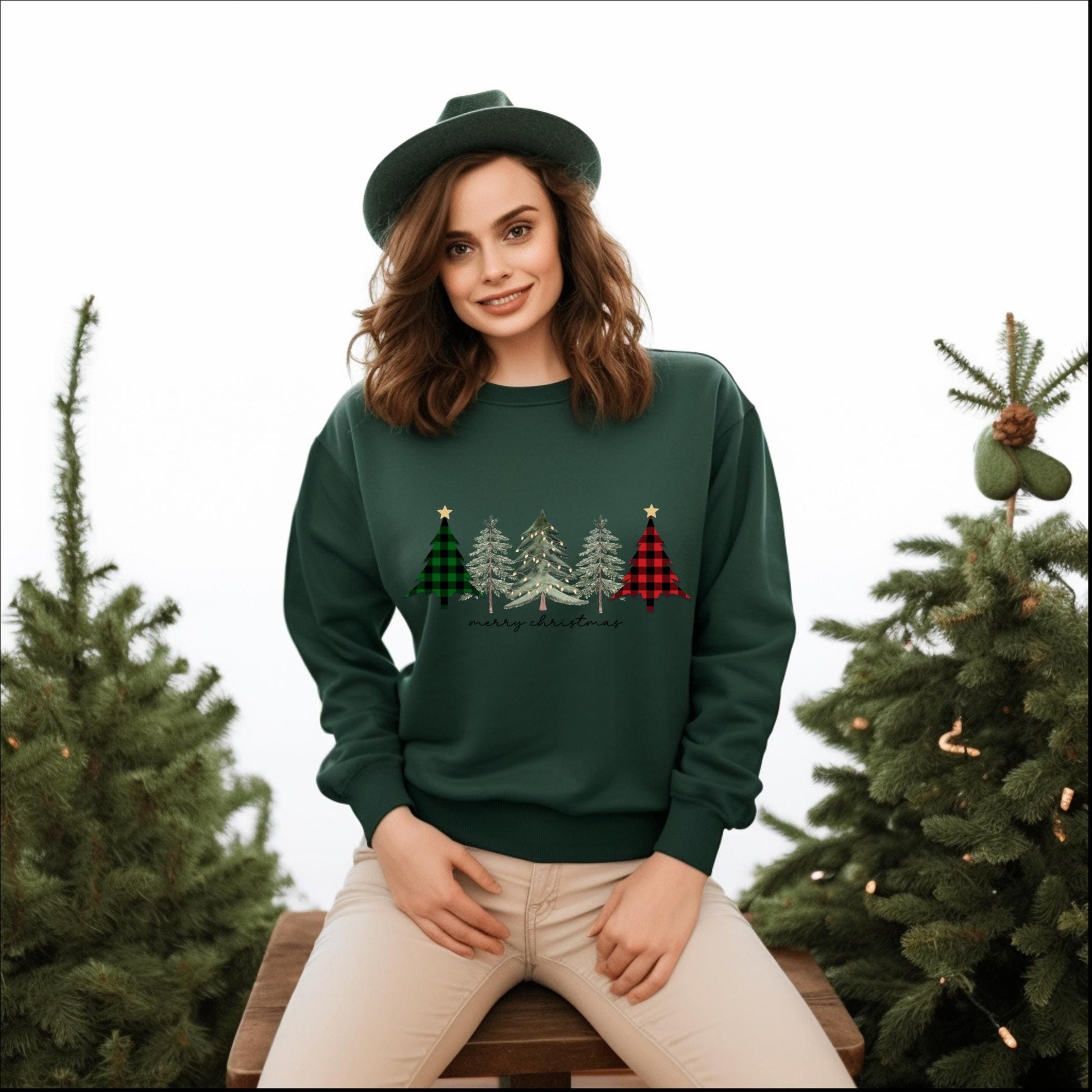 Christmas Trees Unisex Rustic Sweatshirt