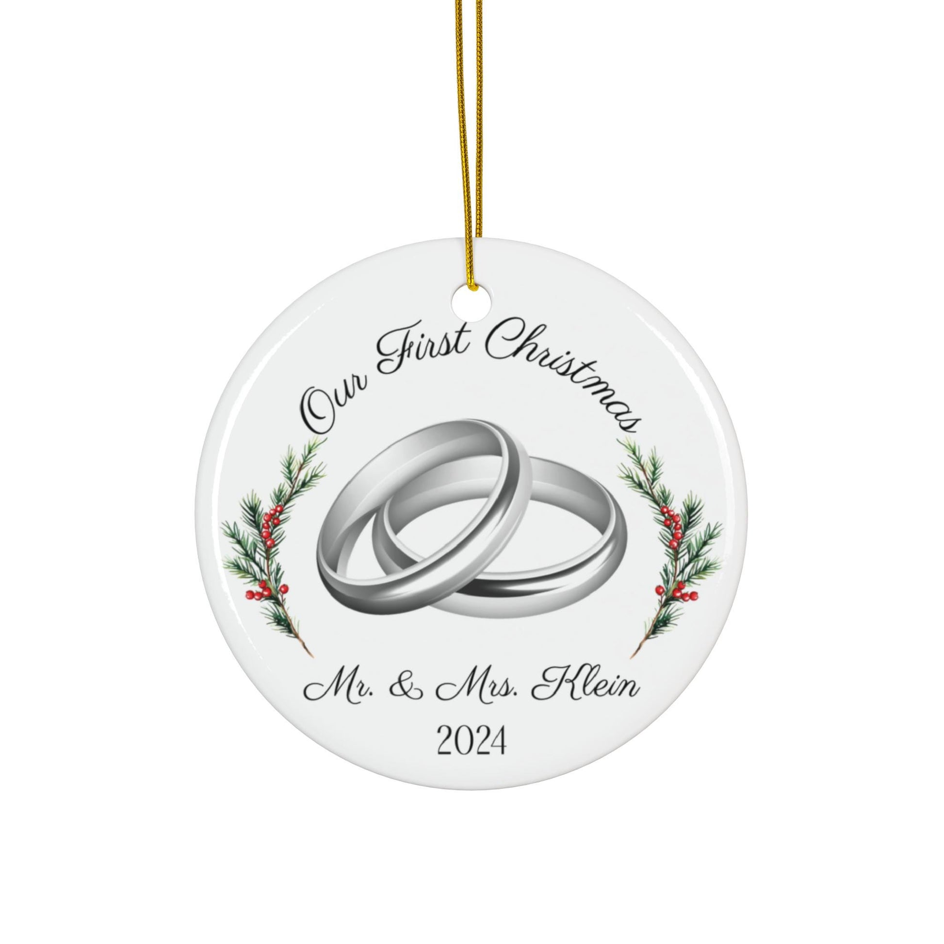 Personalized Newlywed Ceramic Ornament - First Christmas as a Married Couple