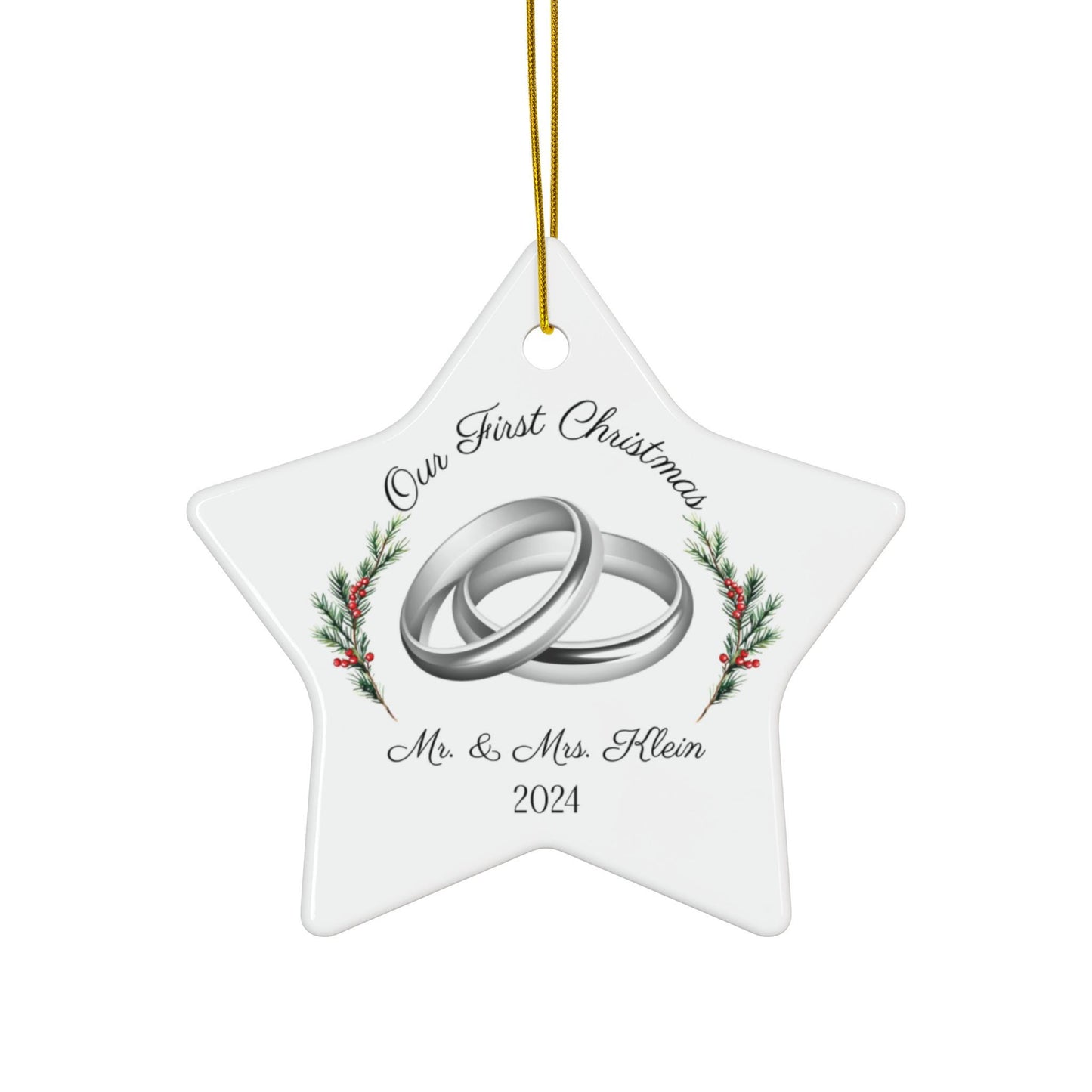 Personalized Newlywed Ceramic Ornament - First Christmas as a Married Couple