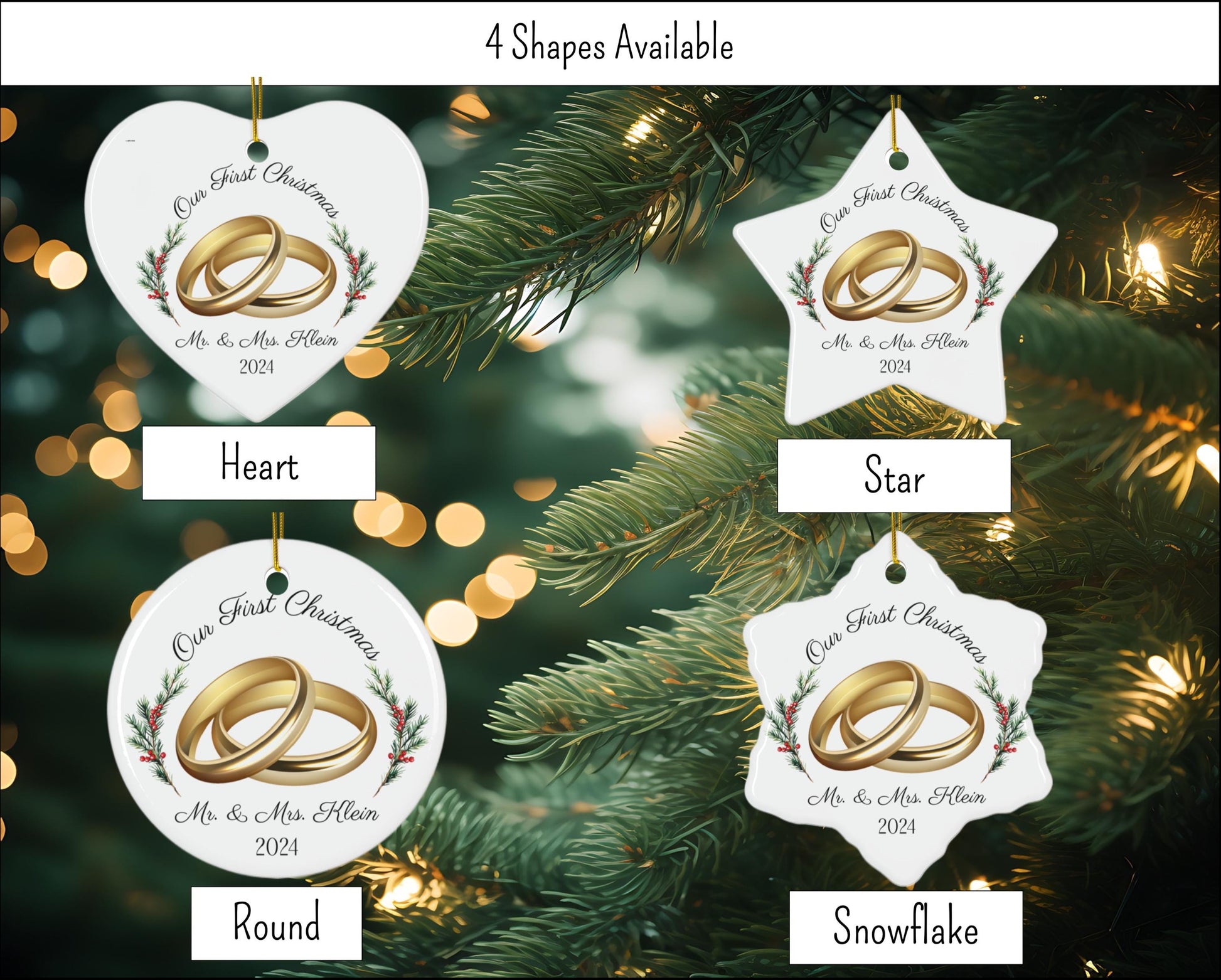 Personalized Ceramic Newlywed Ornament - First Christmas as a Married Couple