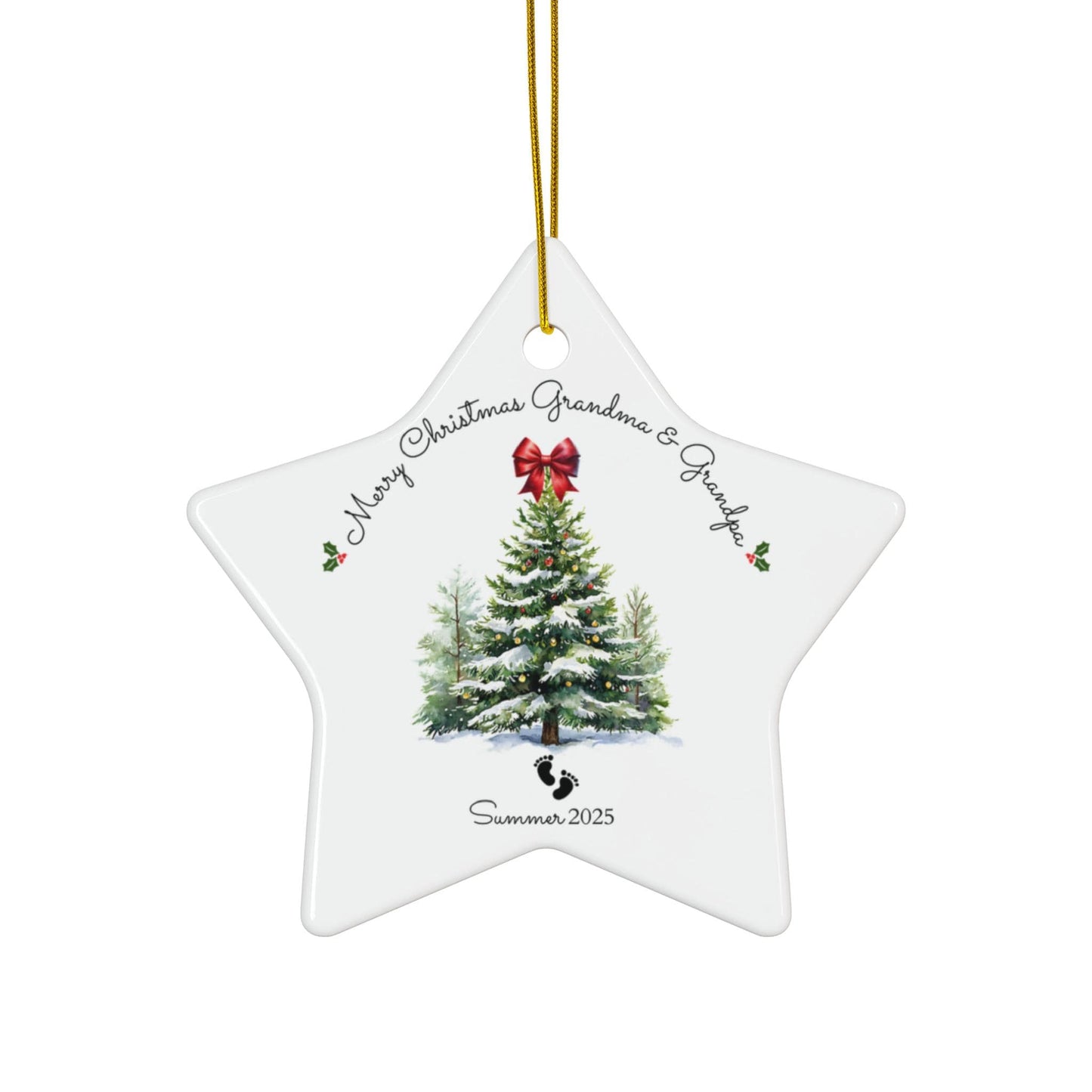 Ceramic Ornament Gift for New Grandparents, Personalized Gift