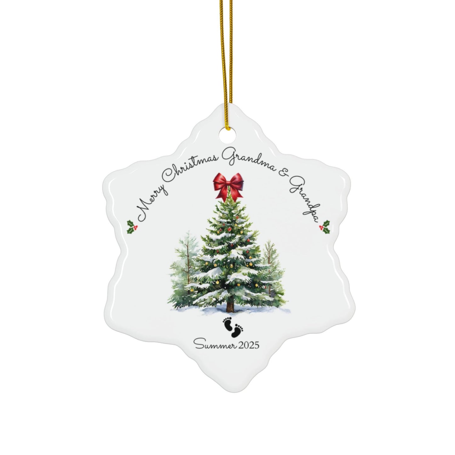 Ceramic Ornament Gift for New Grandparents, Personalized Gift
