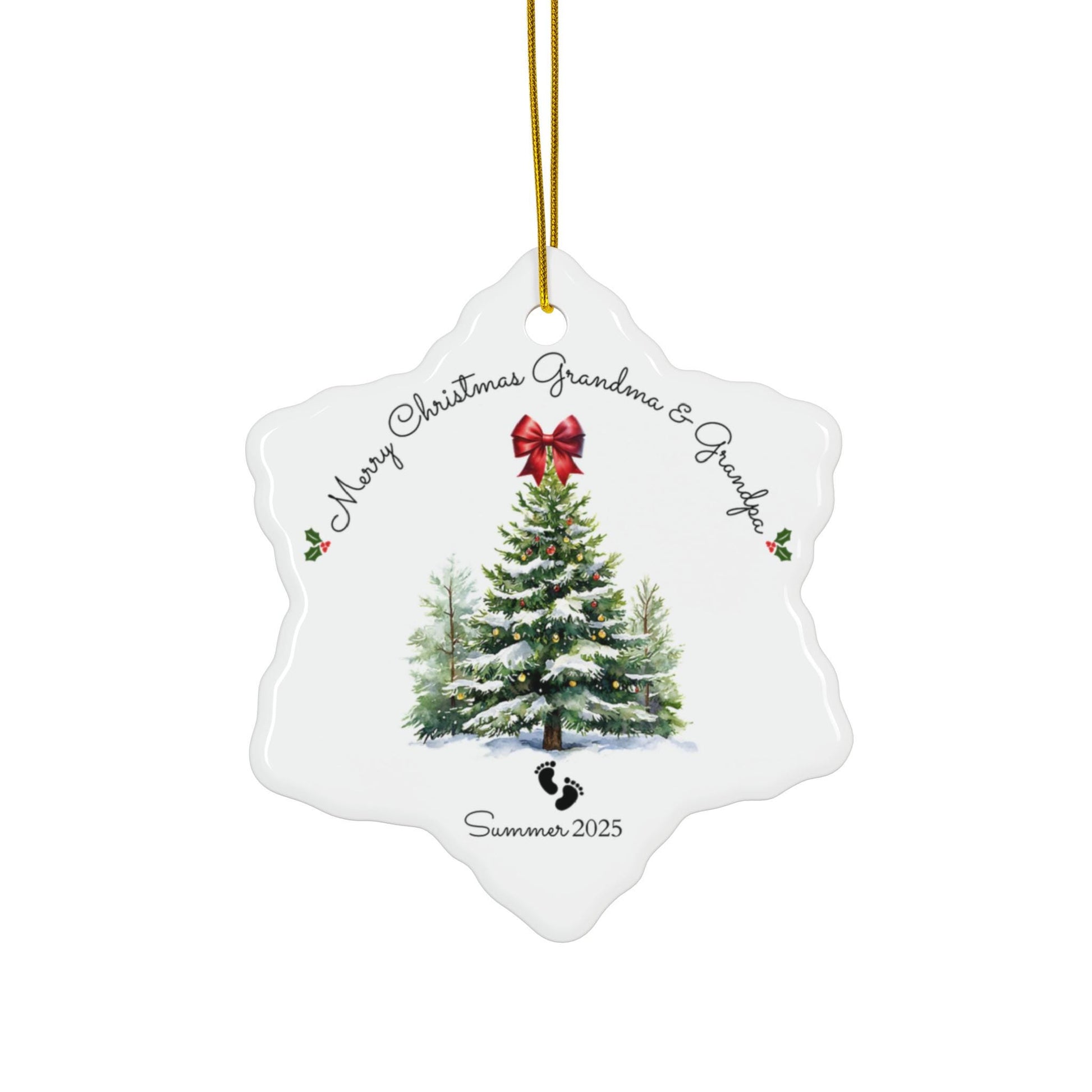 Ceramic Ornament Gift for New Grandparents, Personalized Gift