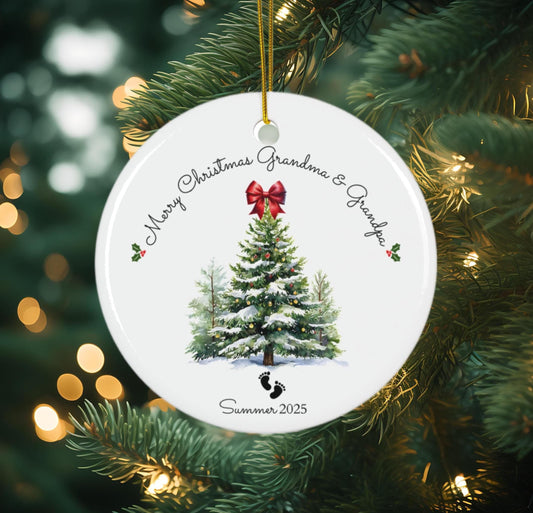 Ceramic Ornament Gift for New Grandparents, Personalized Gift