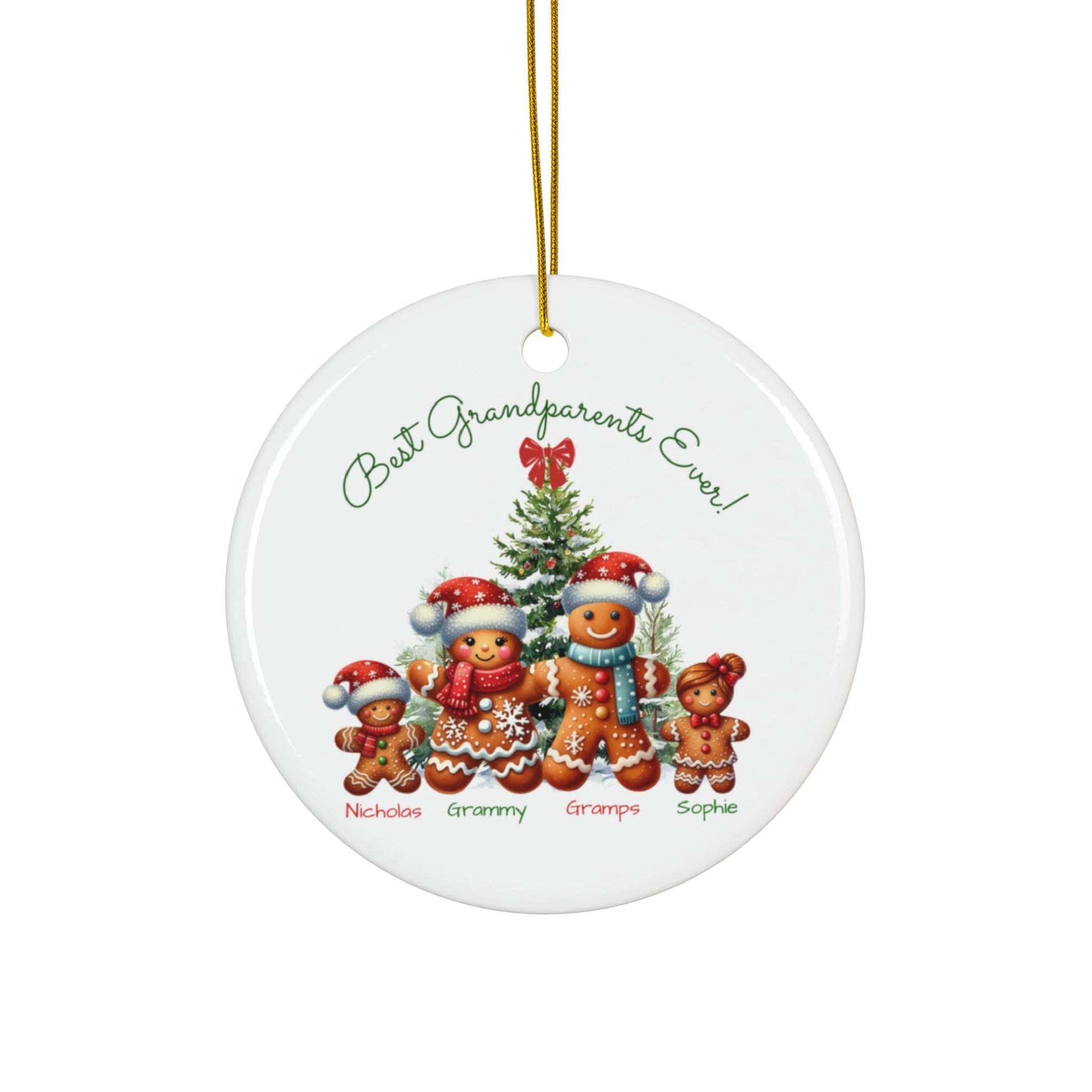 Personalized Christmas Ornament for Grandparents - Gingerbread Family