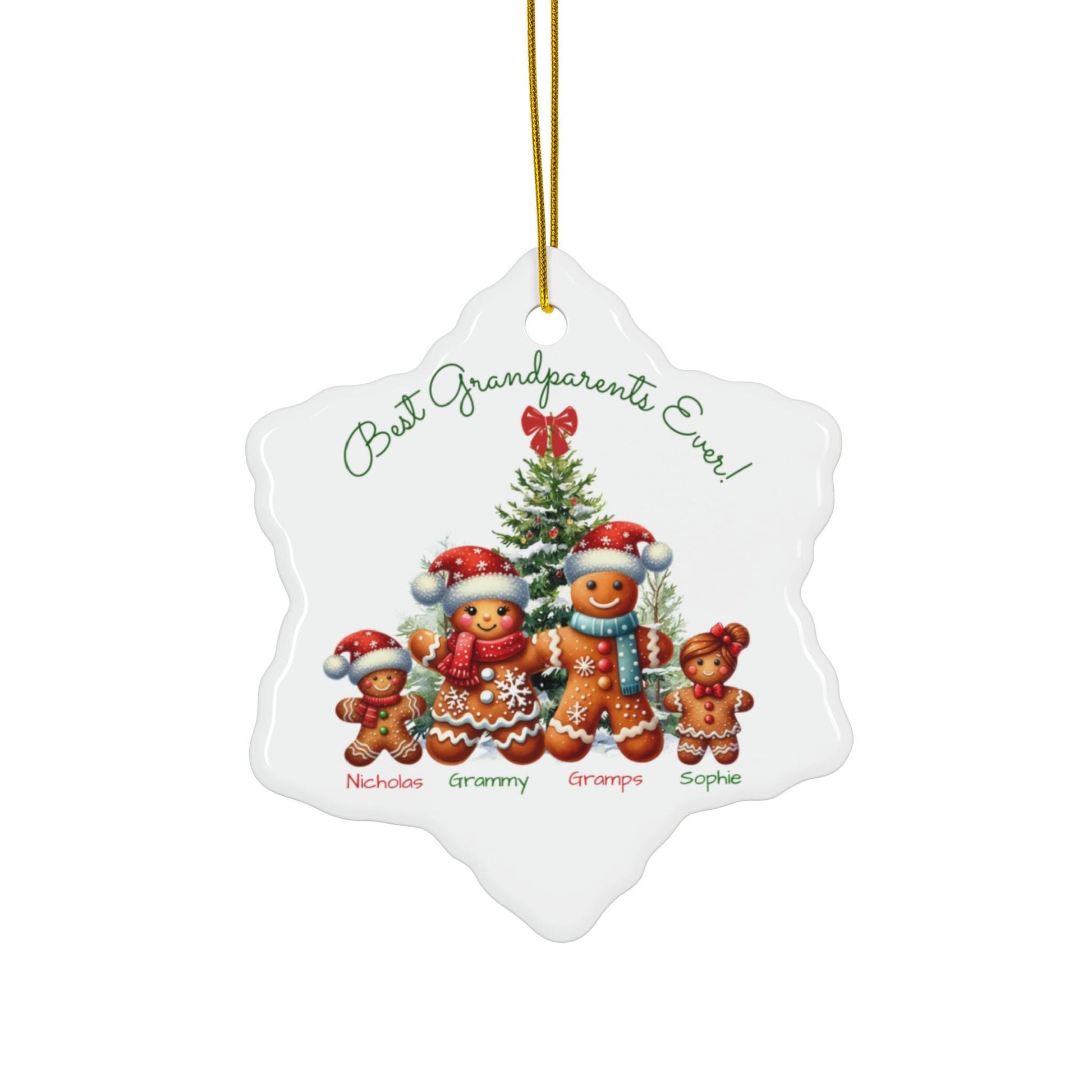 Personalized Christmas Ornament for Grandparents - Gingerbread Family