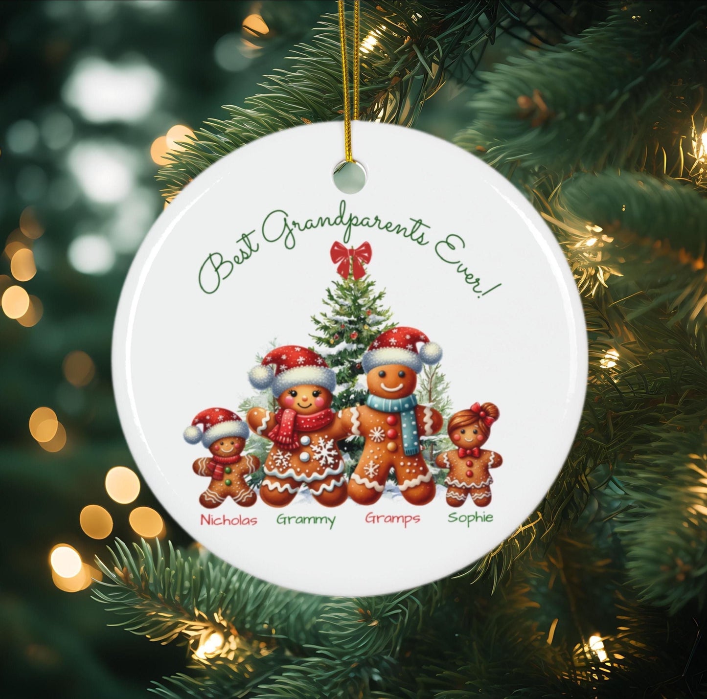 Personalized Christmas Ornament for Grandparents - Gingerbread Family