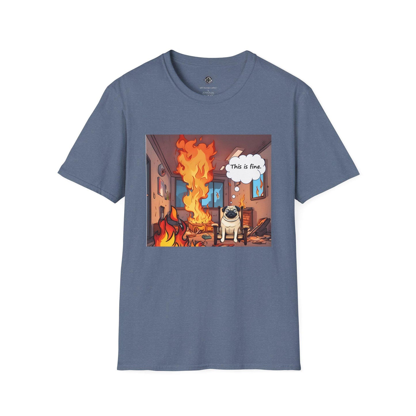 Funny Pug T-Shirt - 'This is Fine' Meme