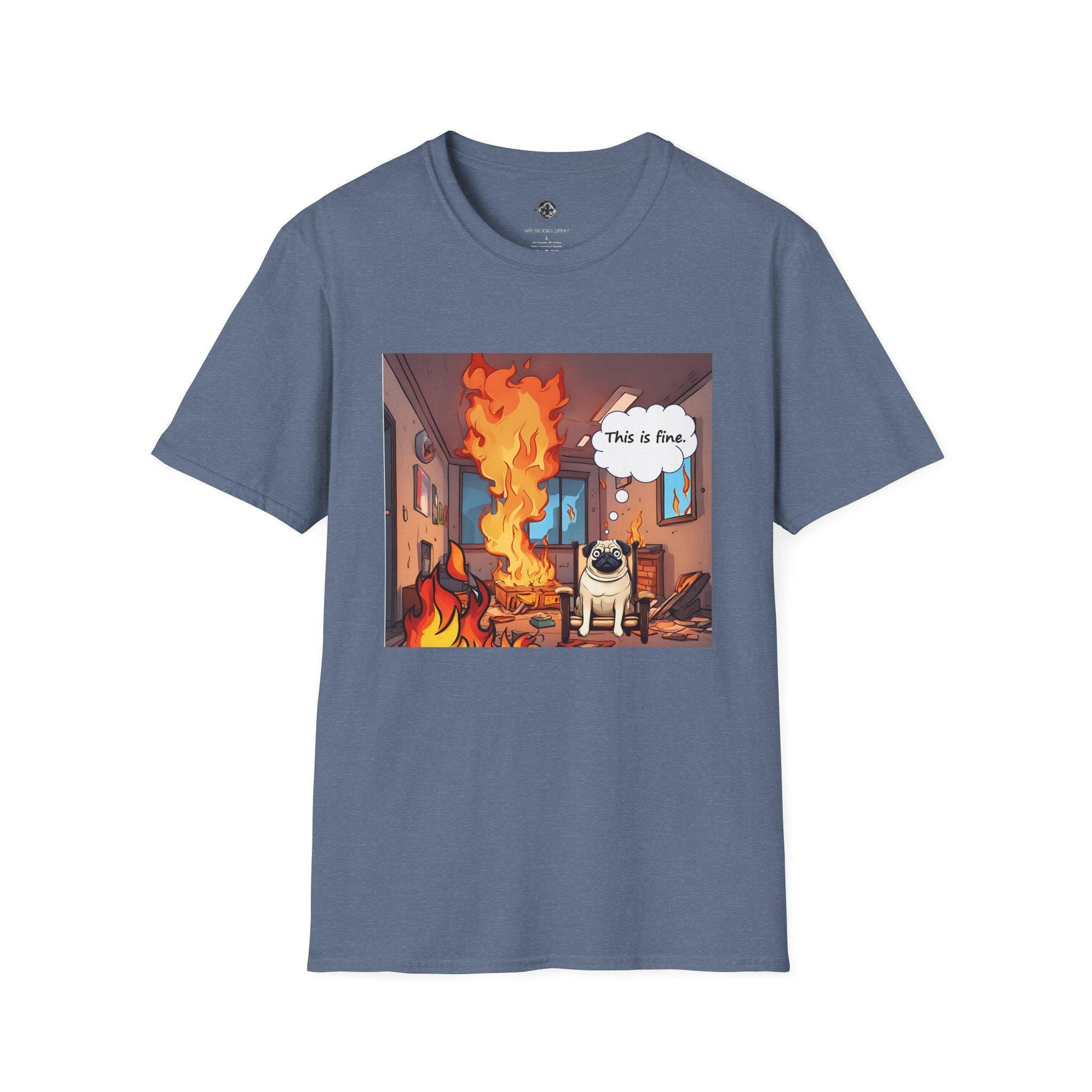 Funny Pug T-Shirt - 'This is Fine' Meme