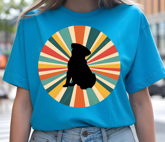 Pug Sunburst Retro T-Shirt