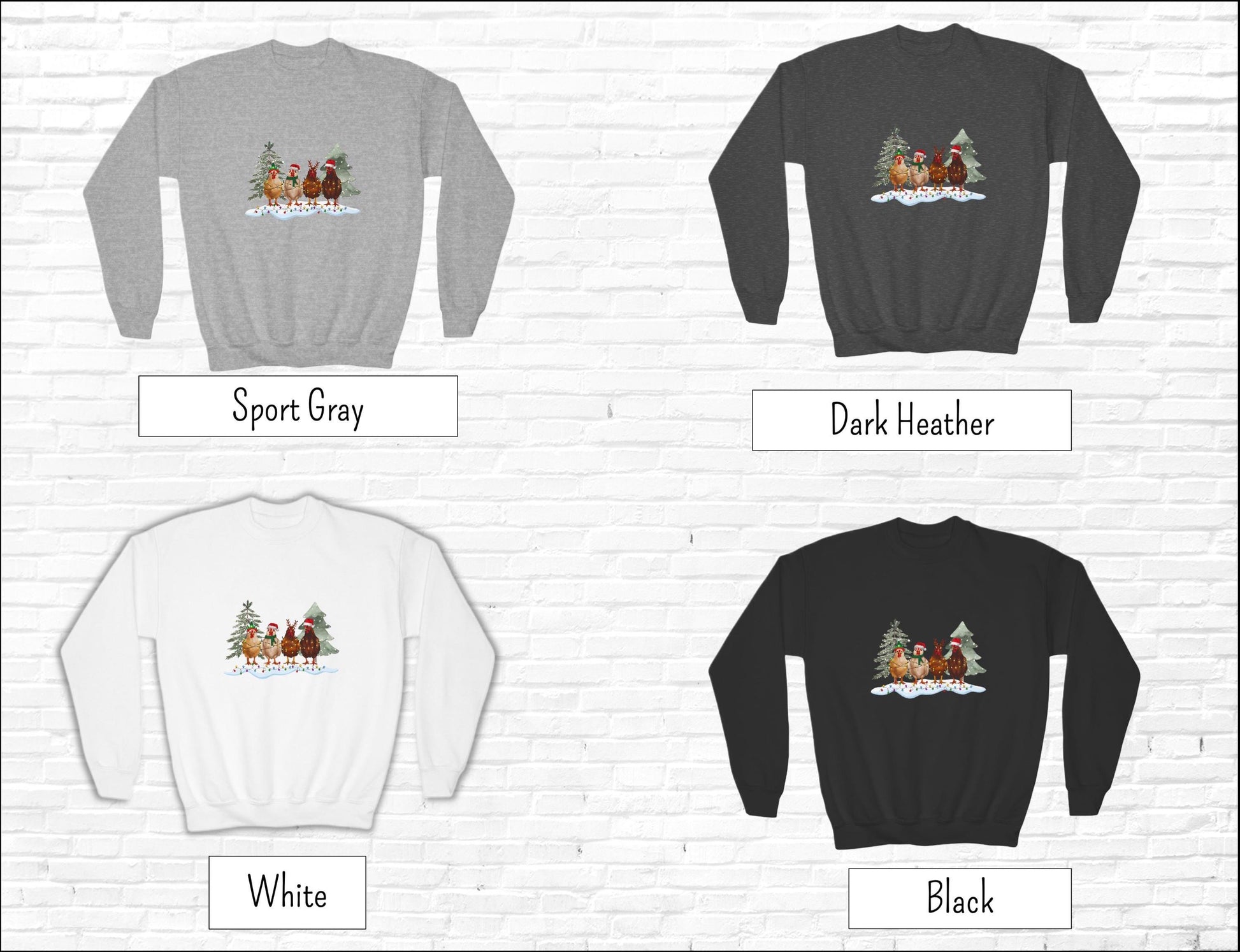 Kids' Christmas Chickens Crewneck Sweatshirt, Kids' sweatshirt, chicken-themed sweatshirt, Gift for Kids