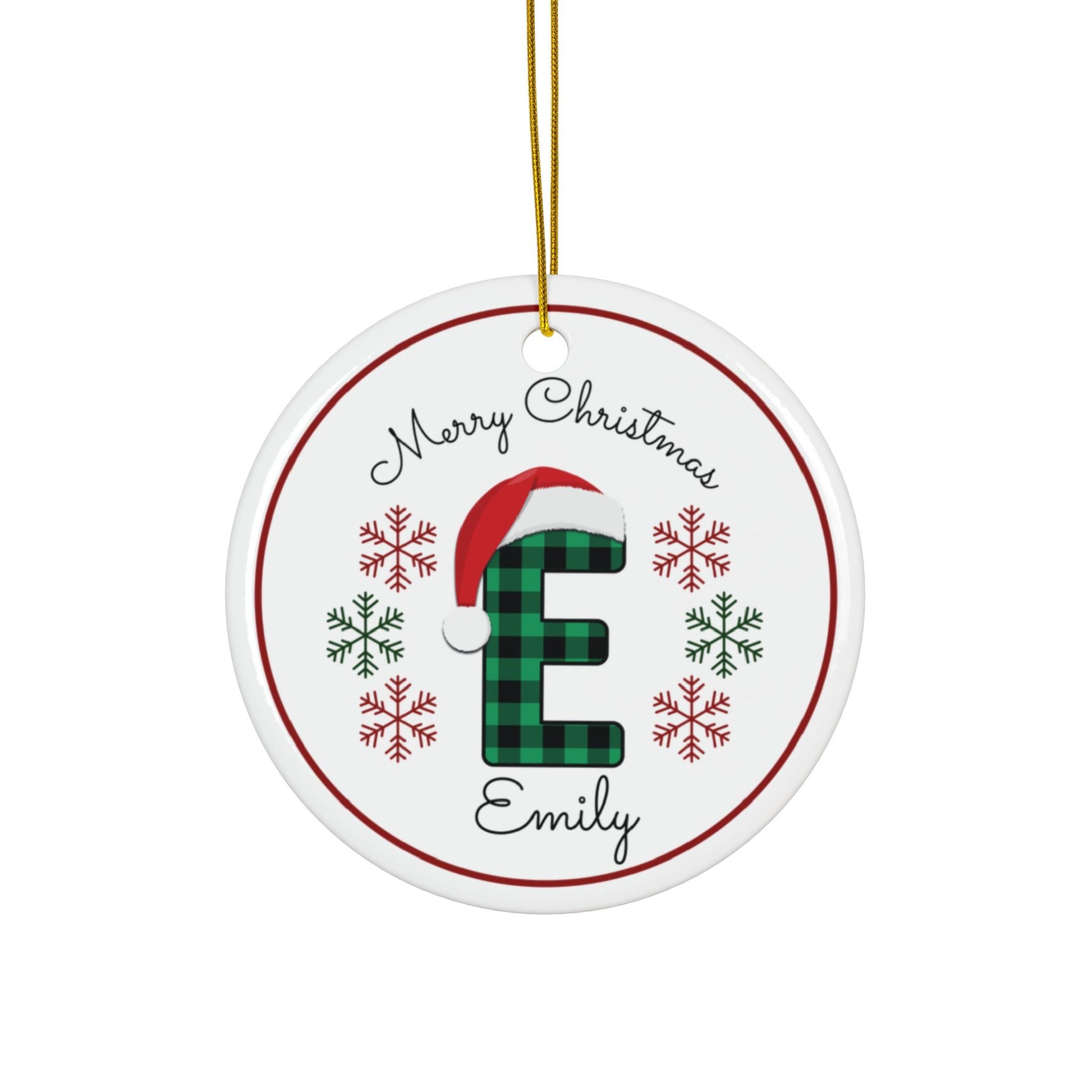 Personalized Plaid Monogram Ceramic Ornament