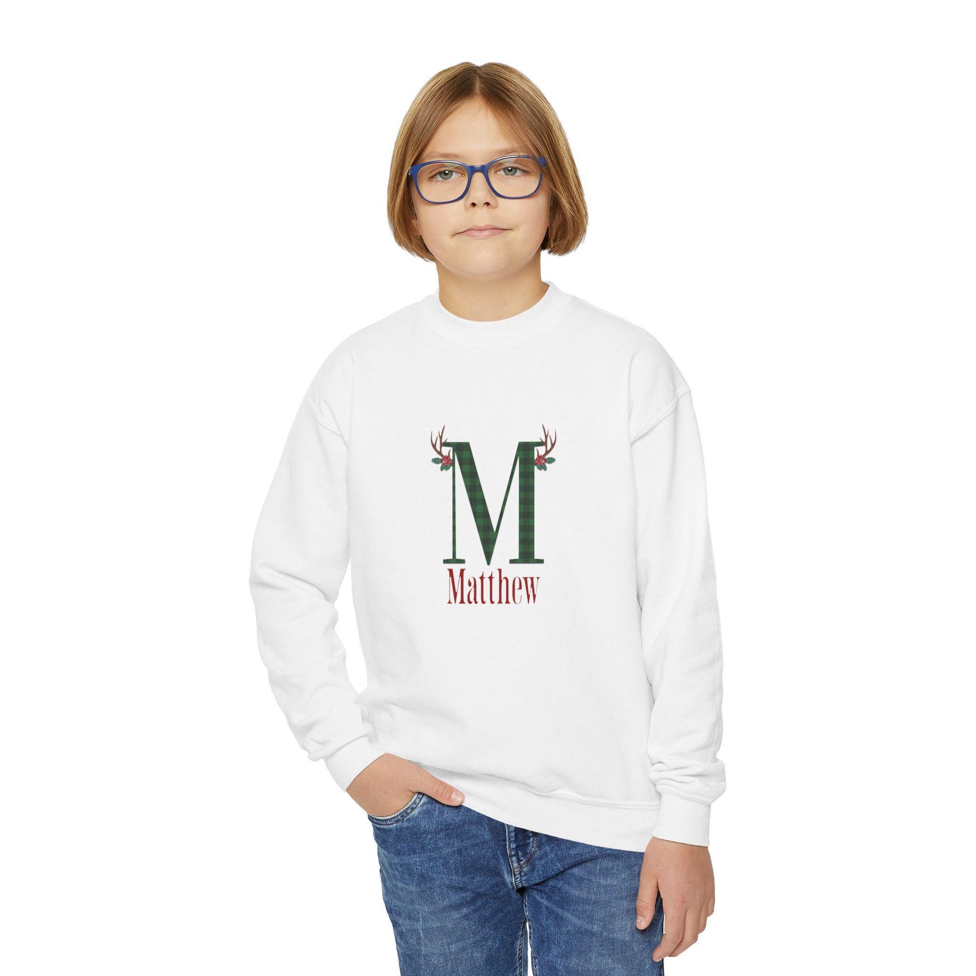 Kids' Personalized Monogram Christmas Sweatshirt
