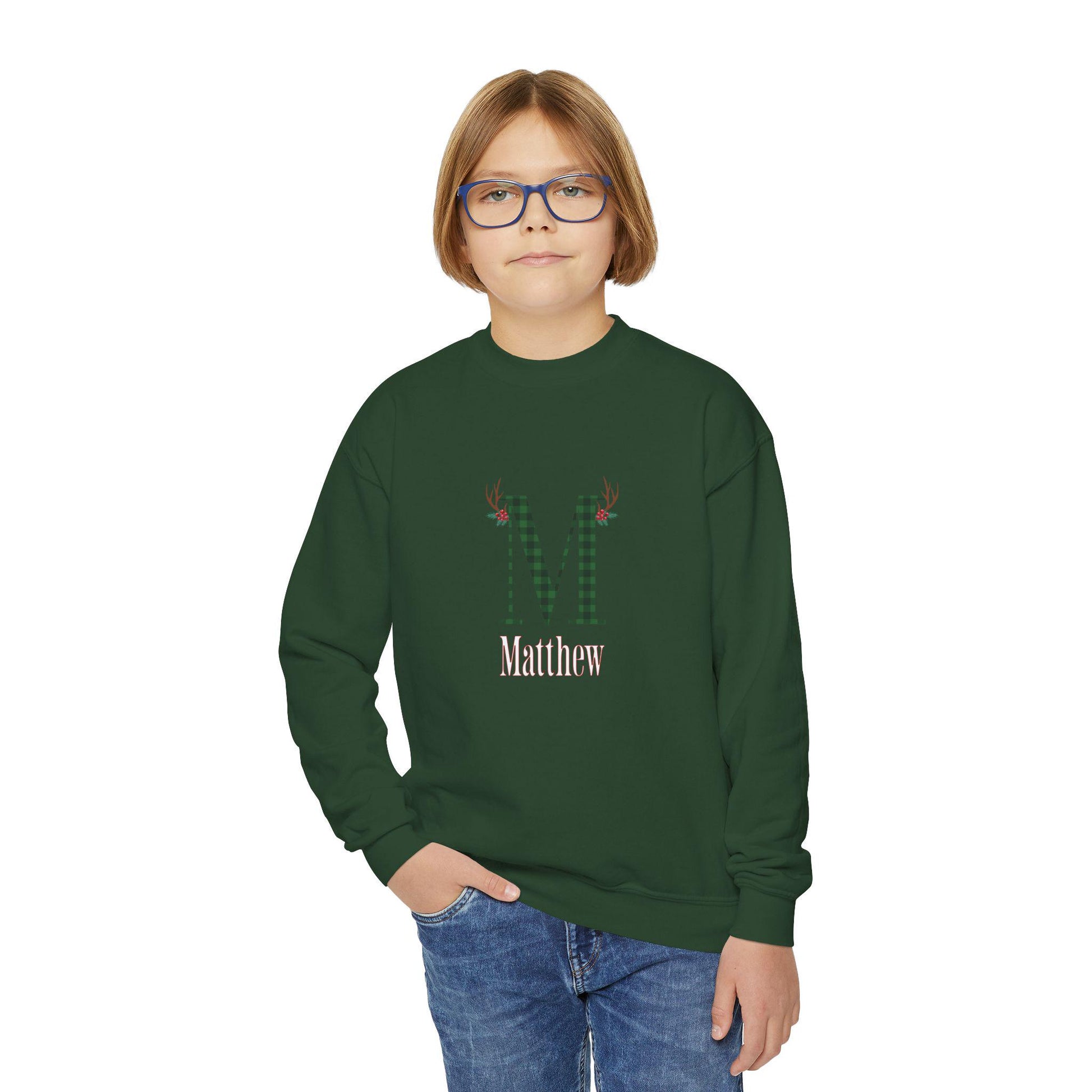 Kids' Personalized Monogram Christmas Sweatshirt