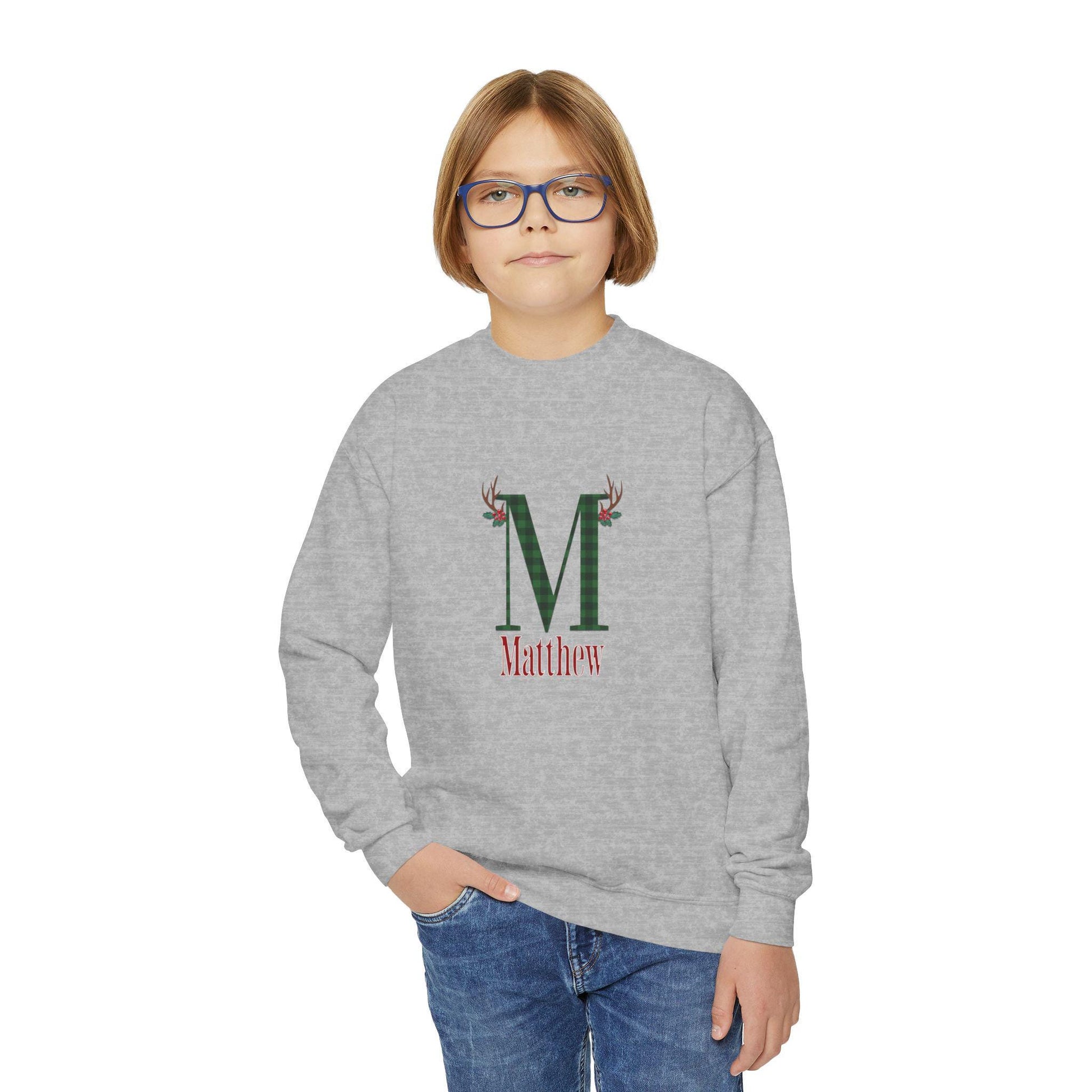 Kids' Personalized Monogram Christmas Sweatshirt