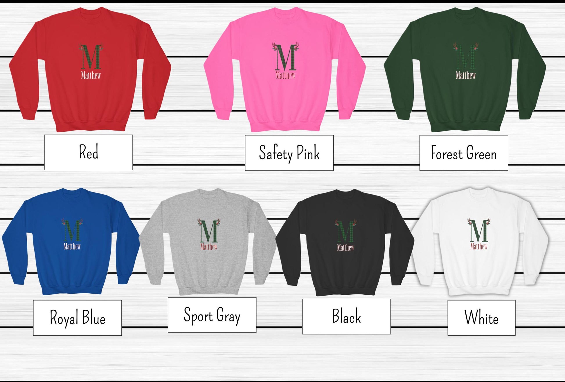 Kids' Personalized Monogram Christmas Sweatshirt